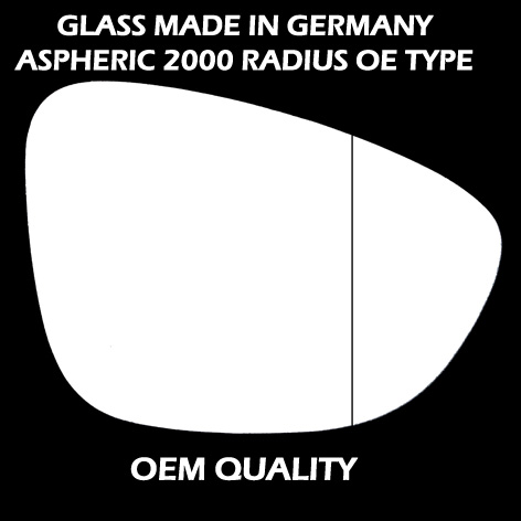Volkswagen EOS Wing Mirror Glass RIGHT HAND ( UK Driver Side ) 2009 to 2015 – Wide Angle Wing Mirror