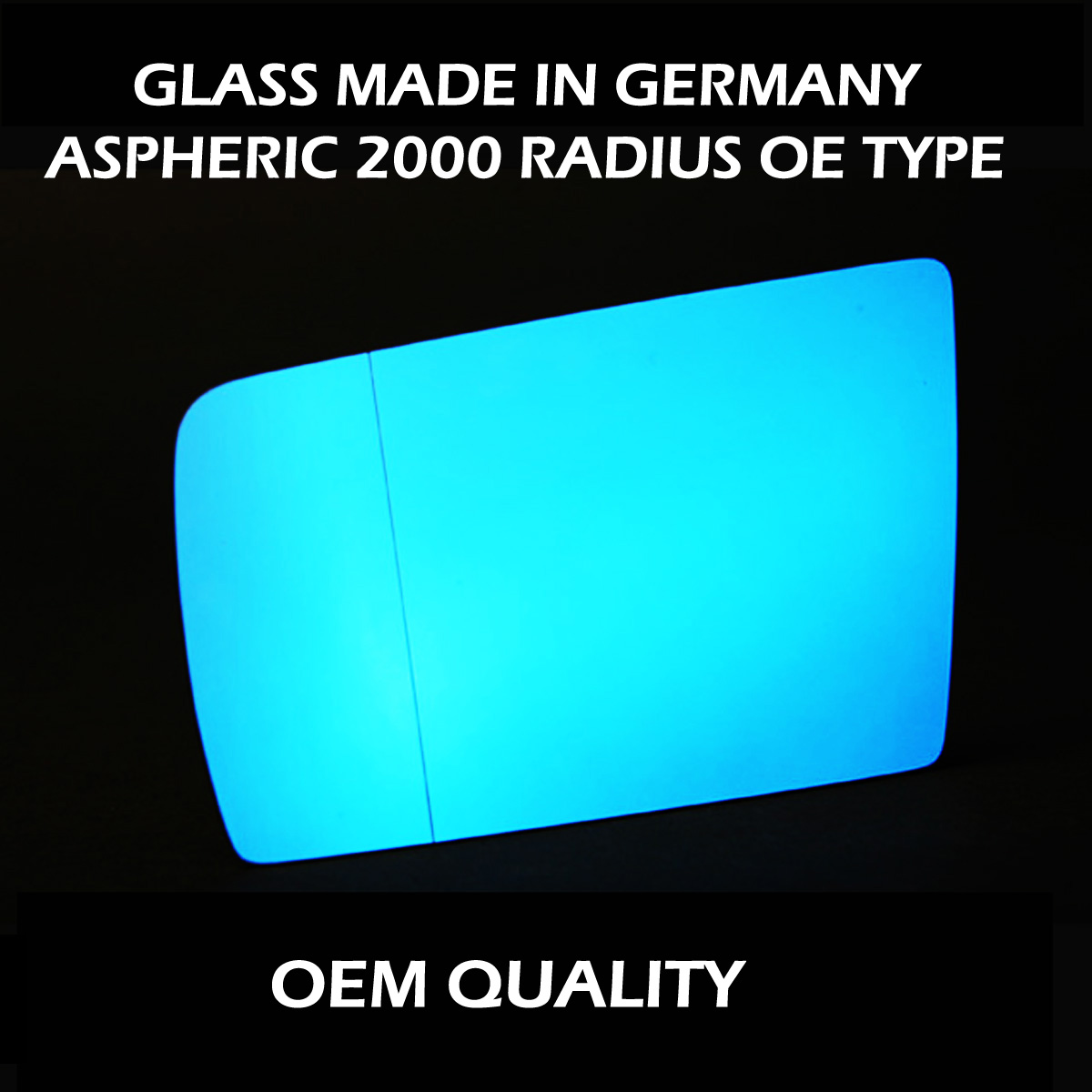 Mercedes E Class Wing Mirror Glass LEFT HAND ( UK Passenger Side ) 1996 to Jun 1999  – Wide Angle Wing Mirror ( W120 – Blue tinted )
