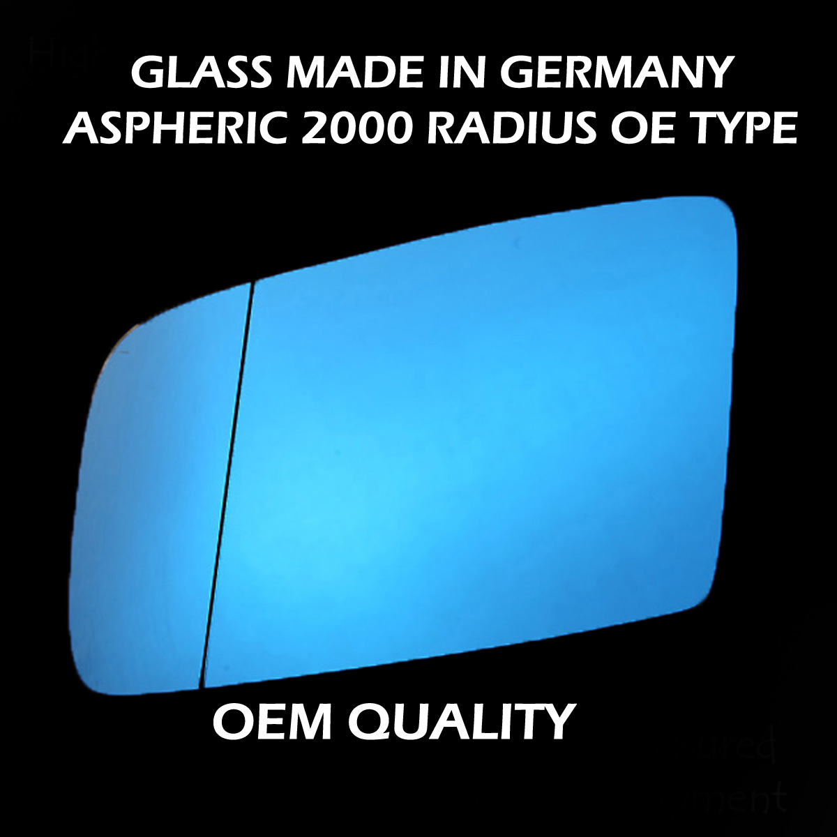 BMW 5 Series Wing Mirror Glass LEFT HAND ( UK Passenger Side ) 2003 to 2009 – Wide Angle Wing Mirror ( Blue Tinted )