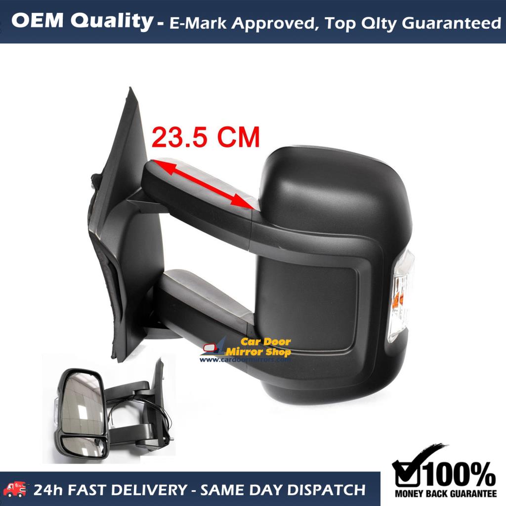 Citroen Relay Complete Wing Mirror Unit LEFT HAND ( UK Passenger Side ) 2006 to 2021 – Electric Wing Mirror Unit ( Long Arm ) 5W BULB