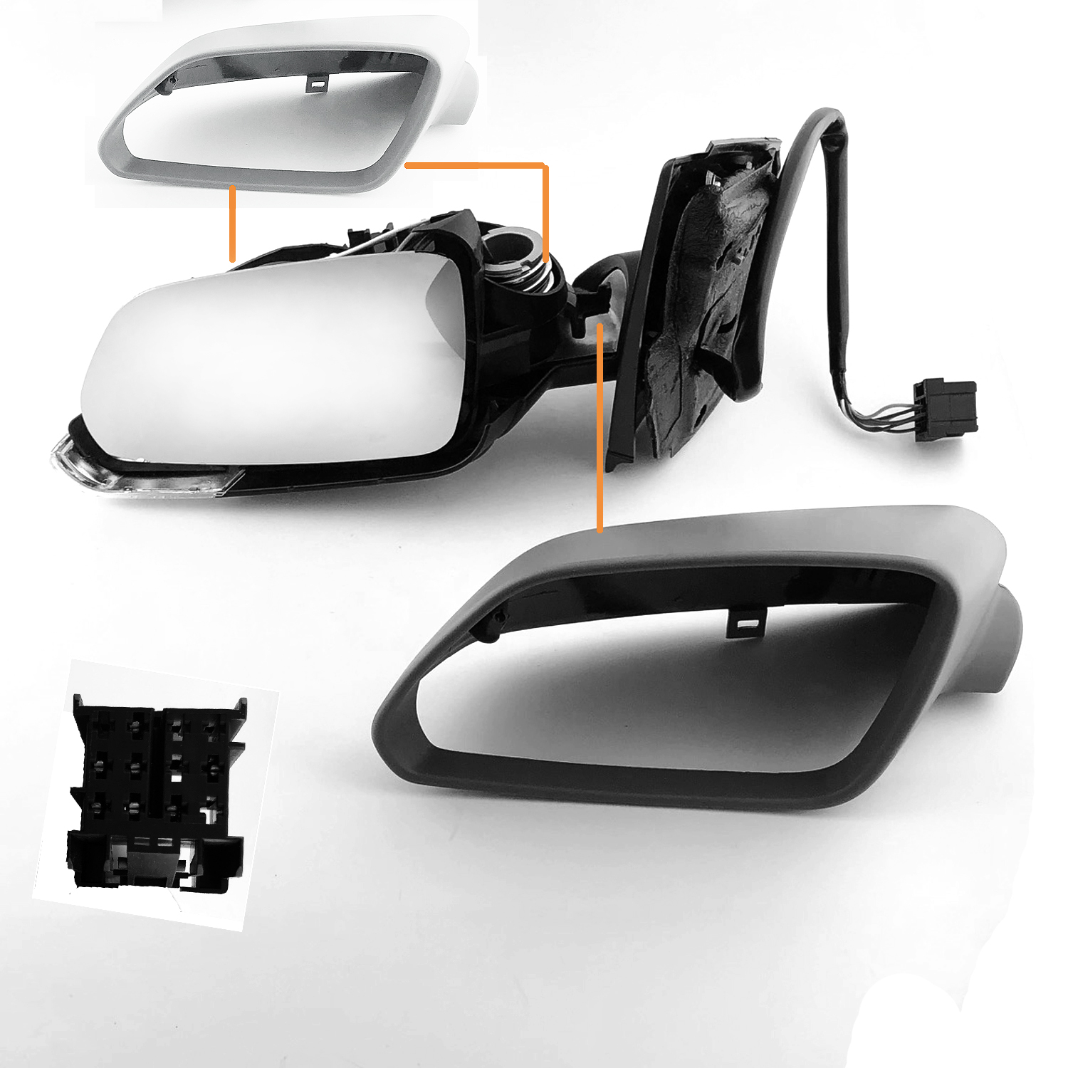 Volkswagen Polo Complete Wing Mirror Unit LEFT HAND ( UK Passenger Side ) 2005 to 2010 ( MK4 Facelift ) – Electric Wing Mirror Unit ( Primed )