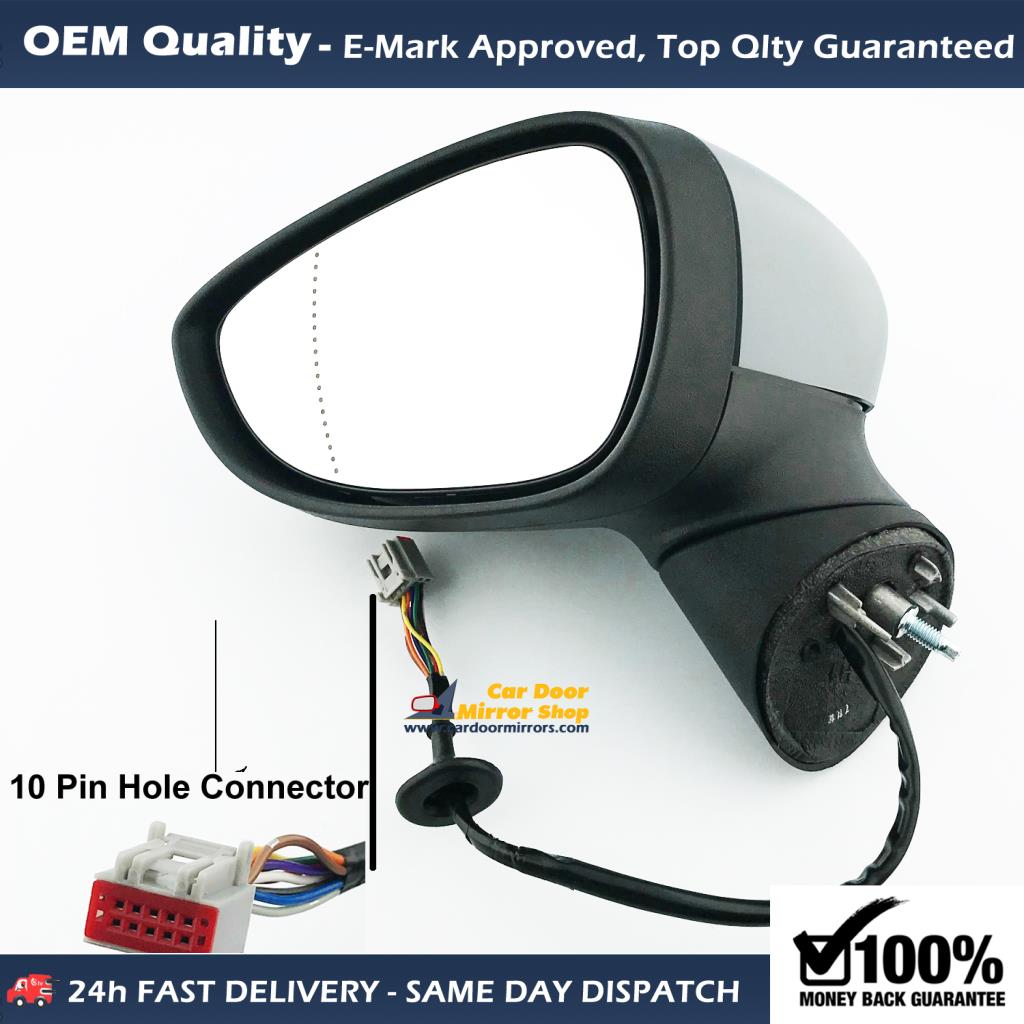 Ford Fiesta Complete Wing Mirror Unit LEFT HAND ( UK Passenger Side ) 2013 to 2017 – Electric Wing Mirror Unit Primed ( Power Folding )