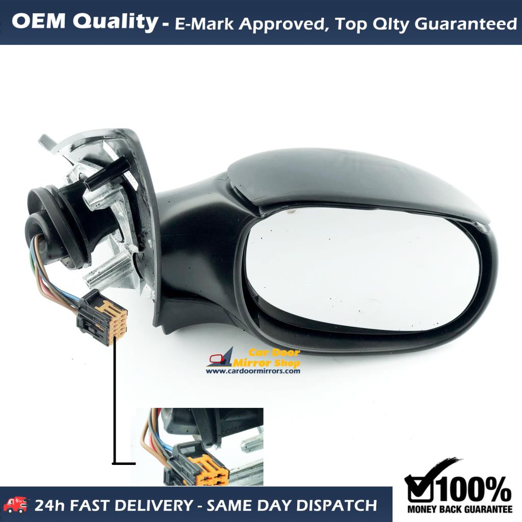 Peugeot 206 CC Complete Wing Mirror Unit RIGHT HAND ( UK Driver Side ) 2000 to 2007 – Electric Wing Mirror Unit