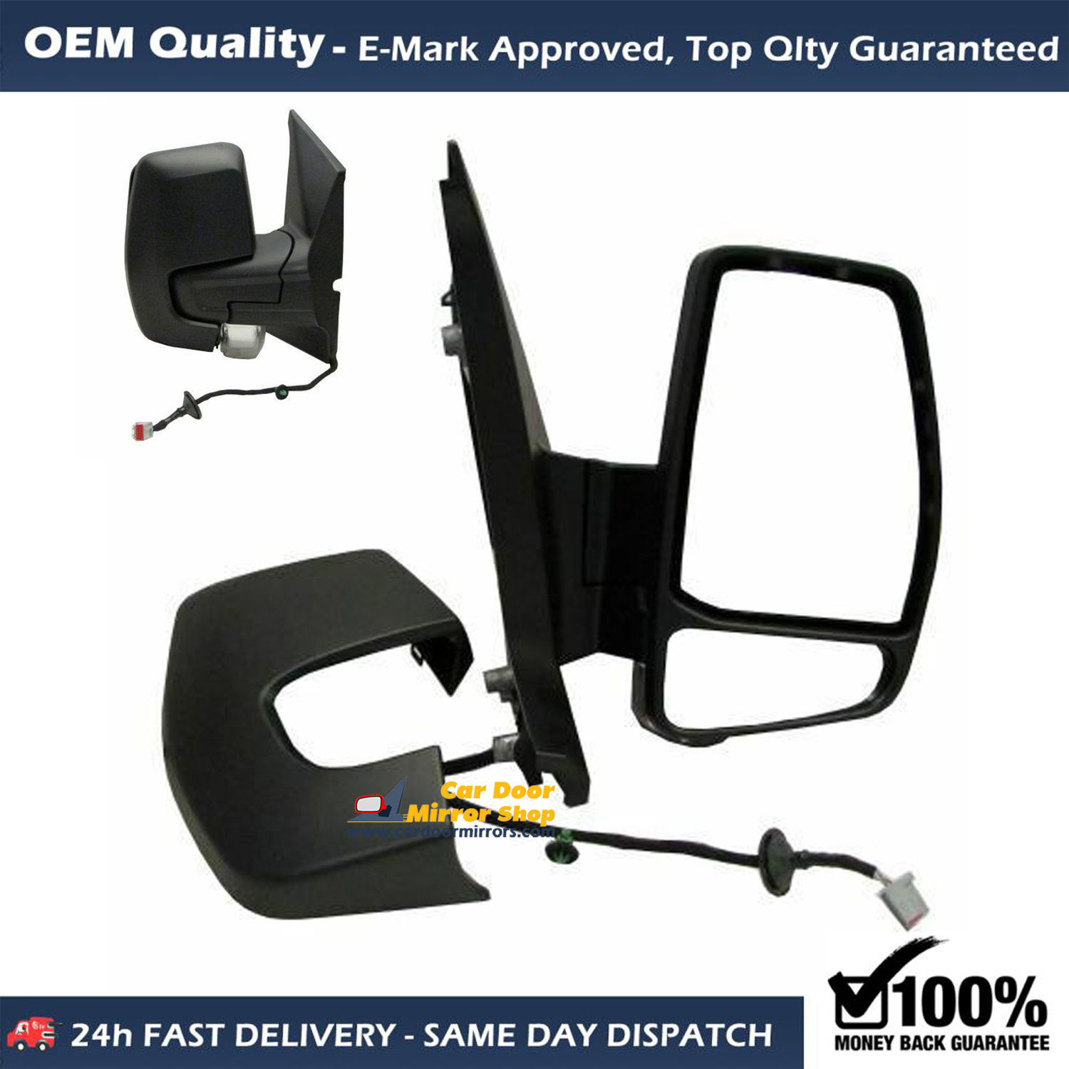 Ford Transit Custom Complete Wing Mirror Unit LEFT HAND ( UK Passenger Side ) 2014 to 2020 – Electric Wing Mirror Unit