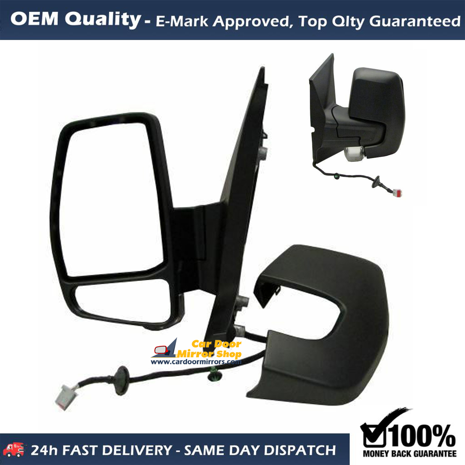 Ford Transit Custom Complete Wing Mirror Unit RIGHT HAND ( UK Driver Side ) 2014 to 2020 – Electric Wing Mirror Unit