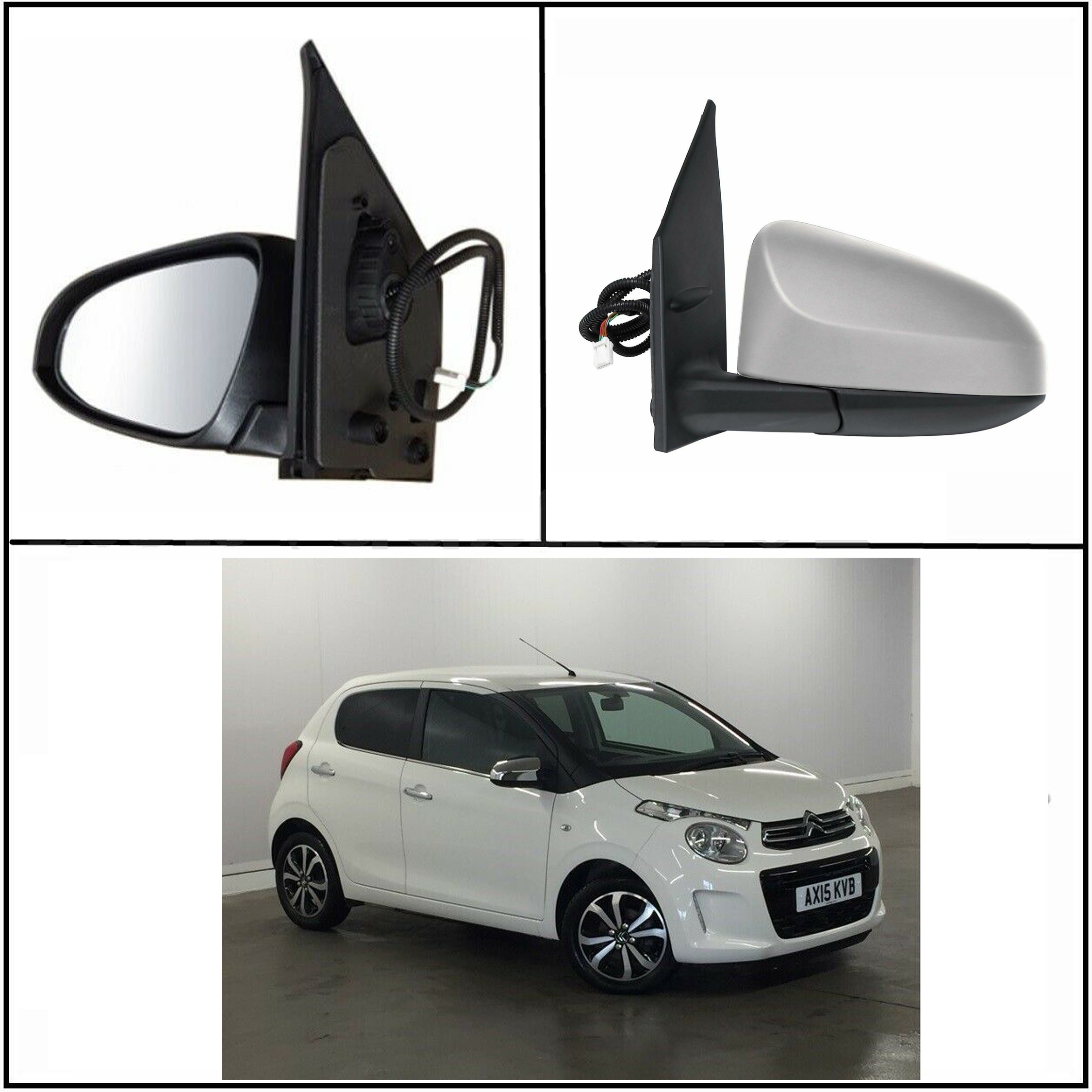 Peugeot 108 Complete Wing Mirror Unit LEFT HAND ( UK Passenger Side ) 2014 to 2020 – Electric Wing Mirror Unit
