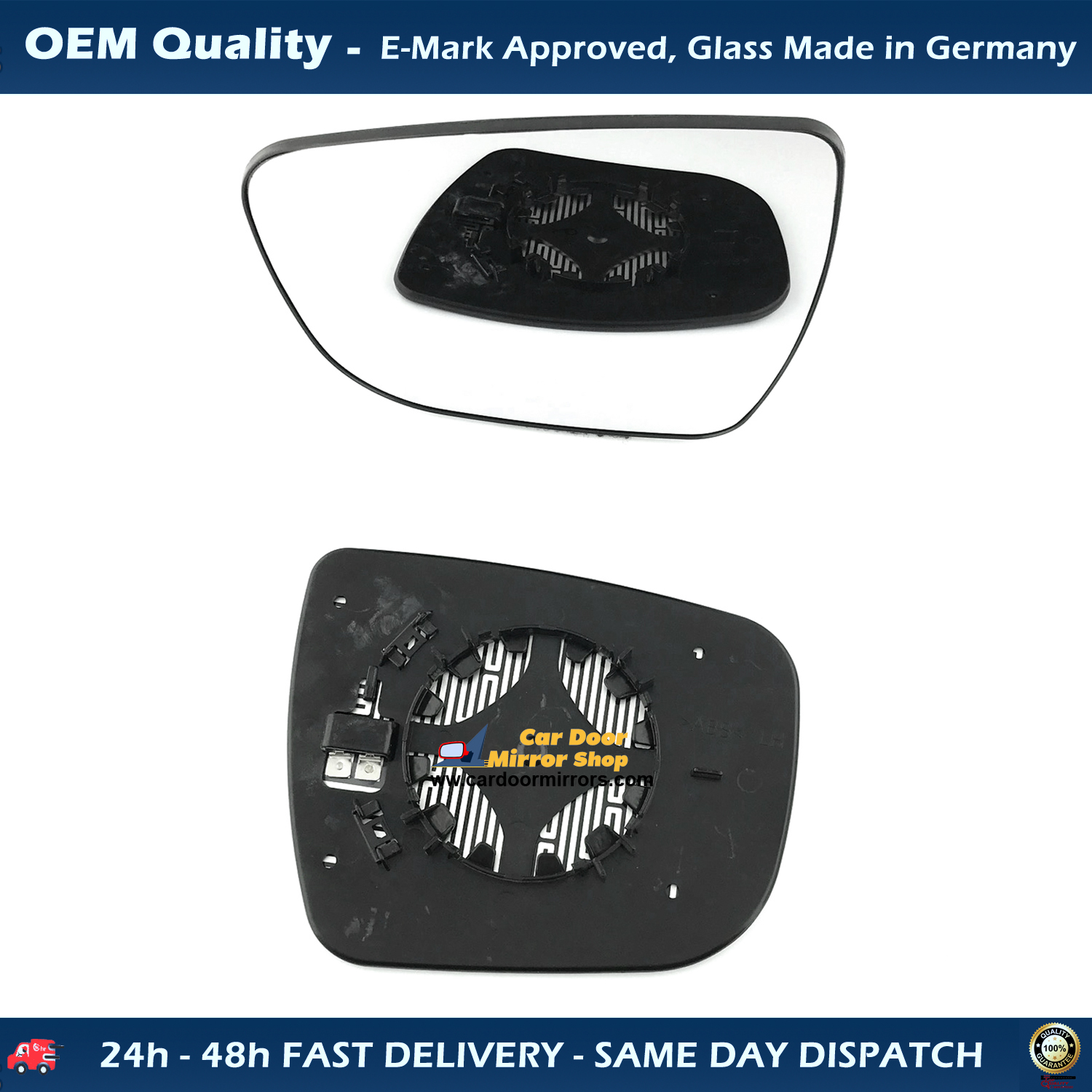 Nissan Qashqai Wing Mirror Glass With Base LEFT HAND ( UK Passenger Side ) 2014 to 2020 – Heated Base Convex Mirror
