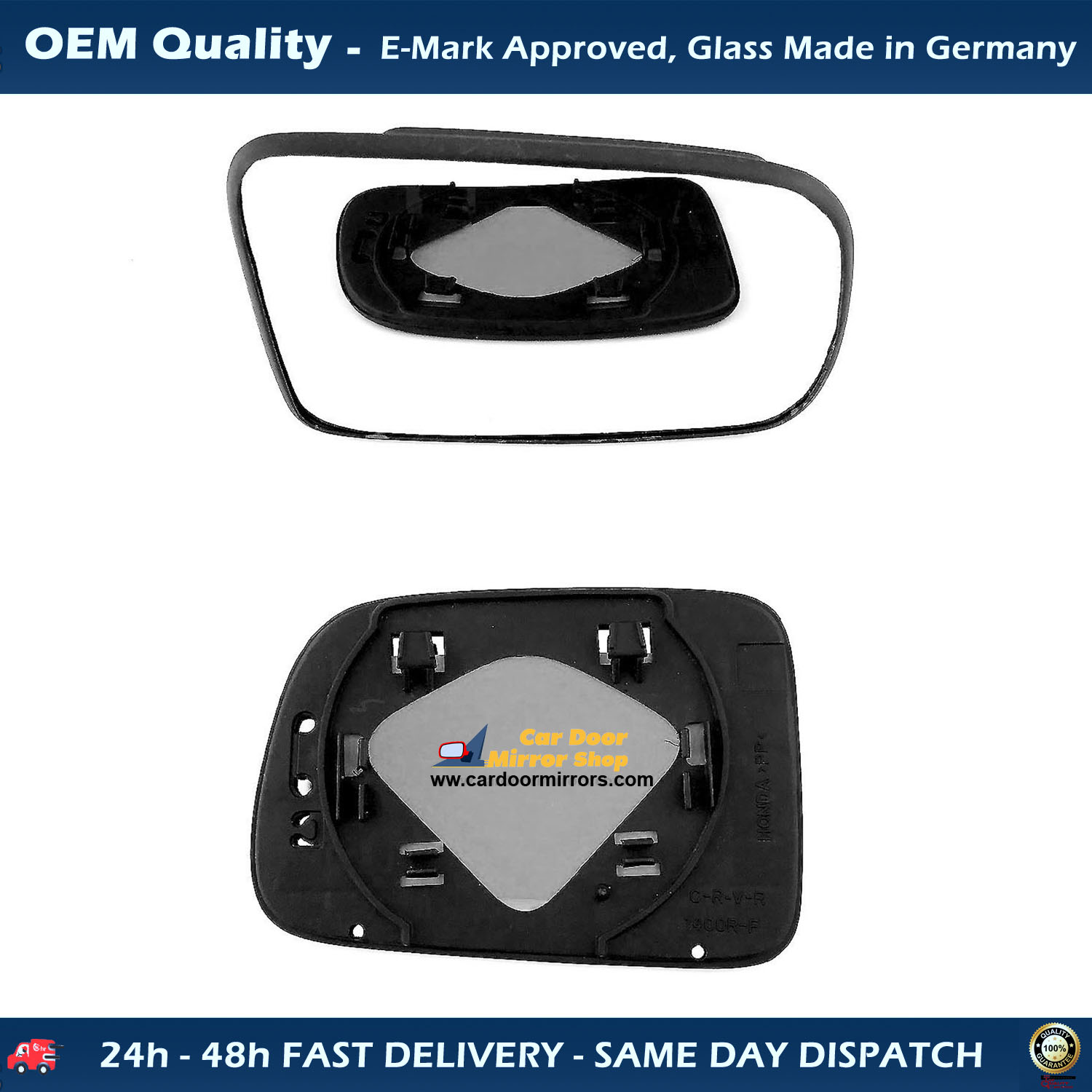 Honda CRV Wing Mirror Glass With Base RIGHT HAND ( UK Driver Side ) 1997 to 2002 – Convex Wing Mirror
