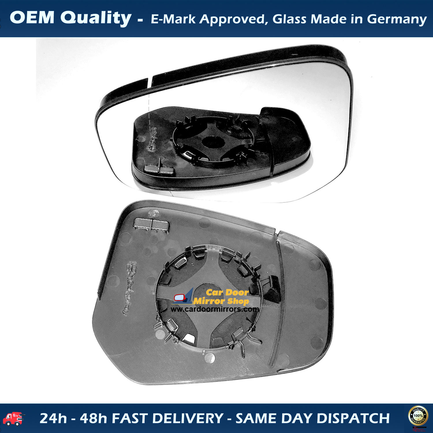 Ford Transit Tourneo Courier Wing Mirror Glass With Base LEFT HAND ( UK Passenger Side ) 2014 to 2020 – Convex Wing Mirror