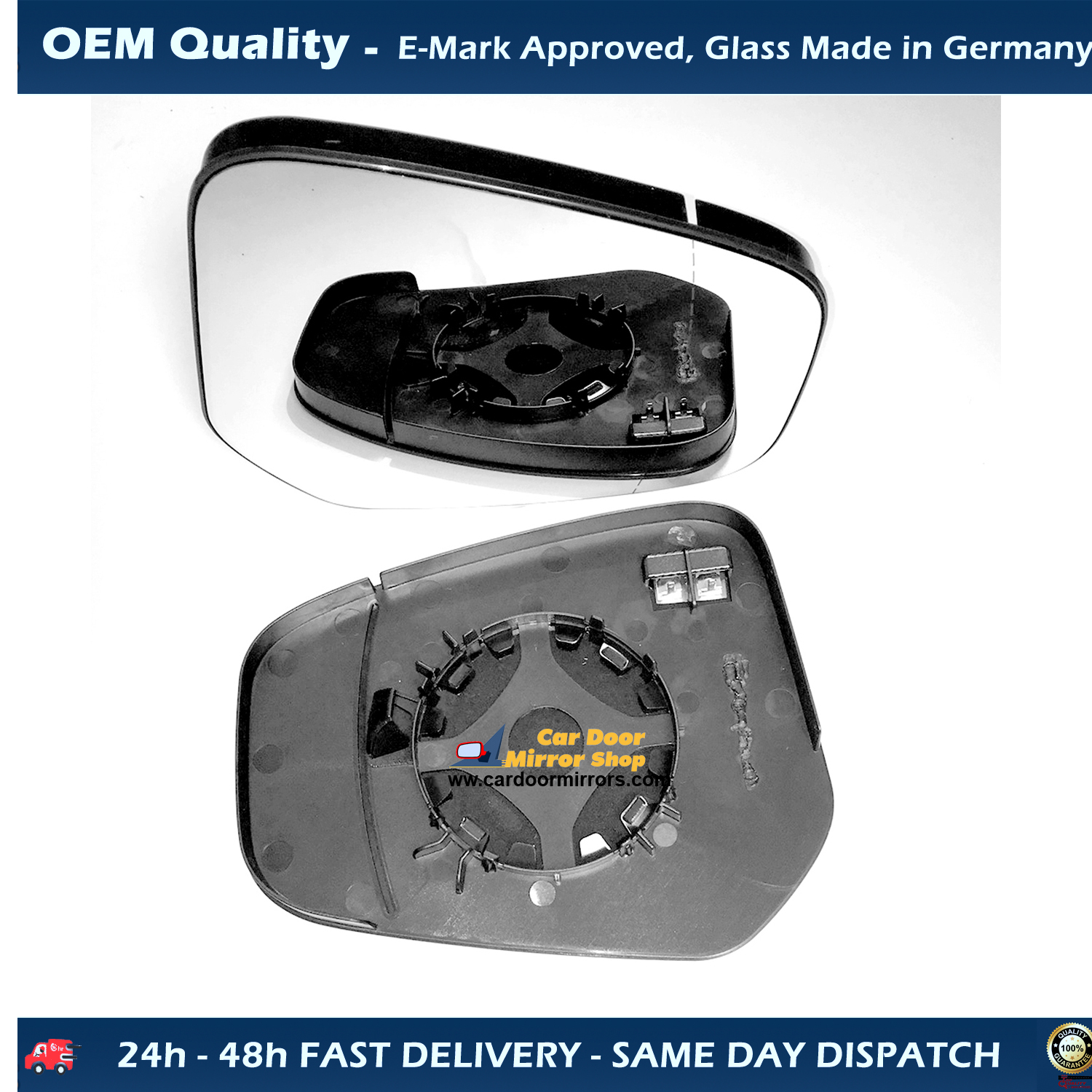 Ford Transit Courier Wing Mirror Glass With Base RIGHT HAND ( UK Driver Side ) 2014 to 2020 – Convex Wing Mirror