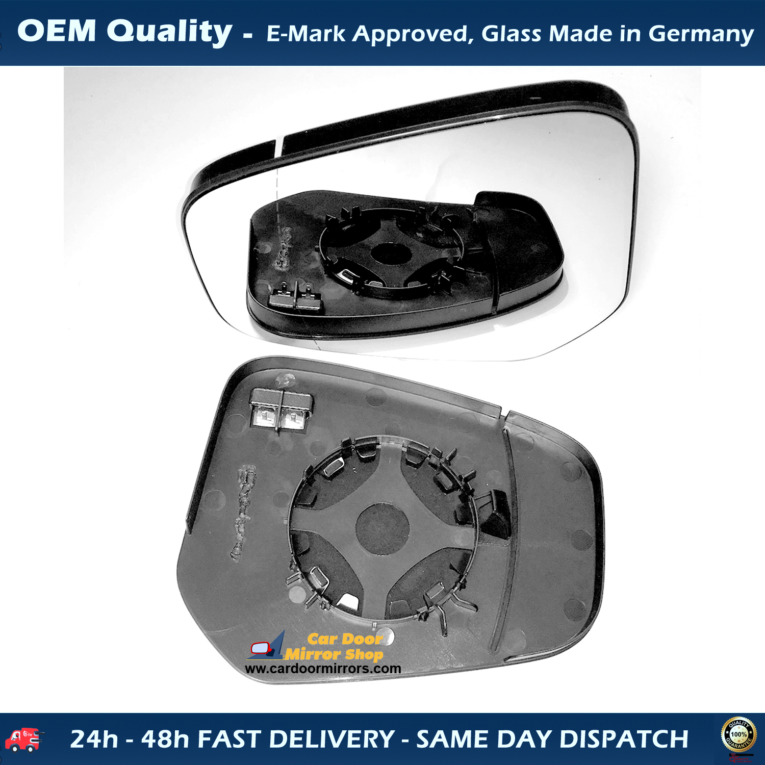 Ford Transit Tourneo Courier Wing Mirror Glass With Base LEFT HAND ( UK Passenger Side ) 2014 to 2020 – Heated Base Convex Mirror