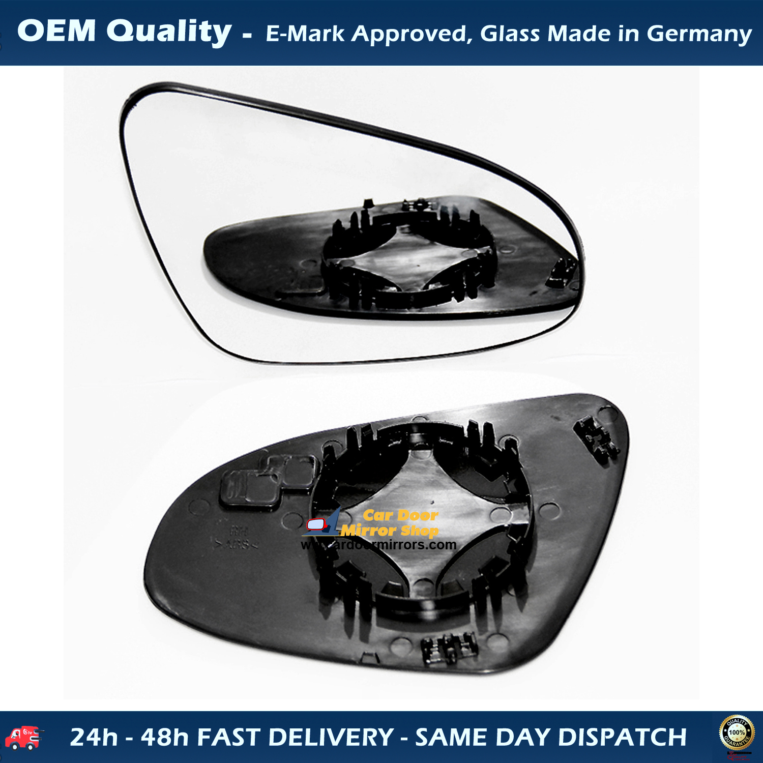 Toyota Aygo Wing Mirror Glass With Base RIGHT HAND ( UK Driver Side ) 2014 to 2020  – Convex Wing Mirror