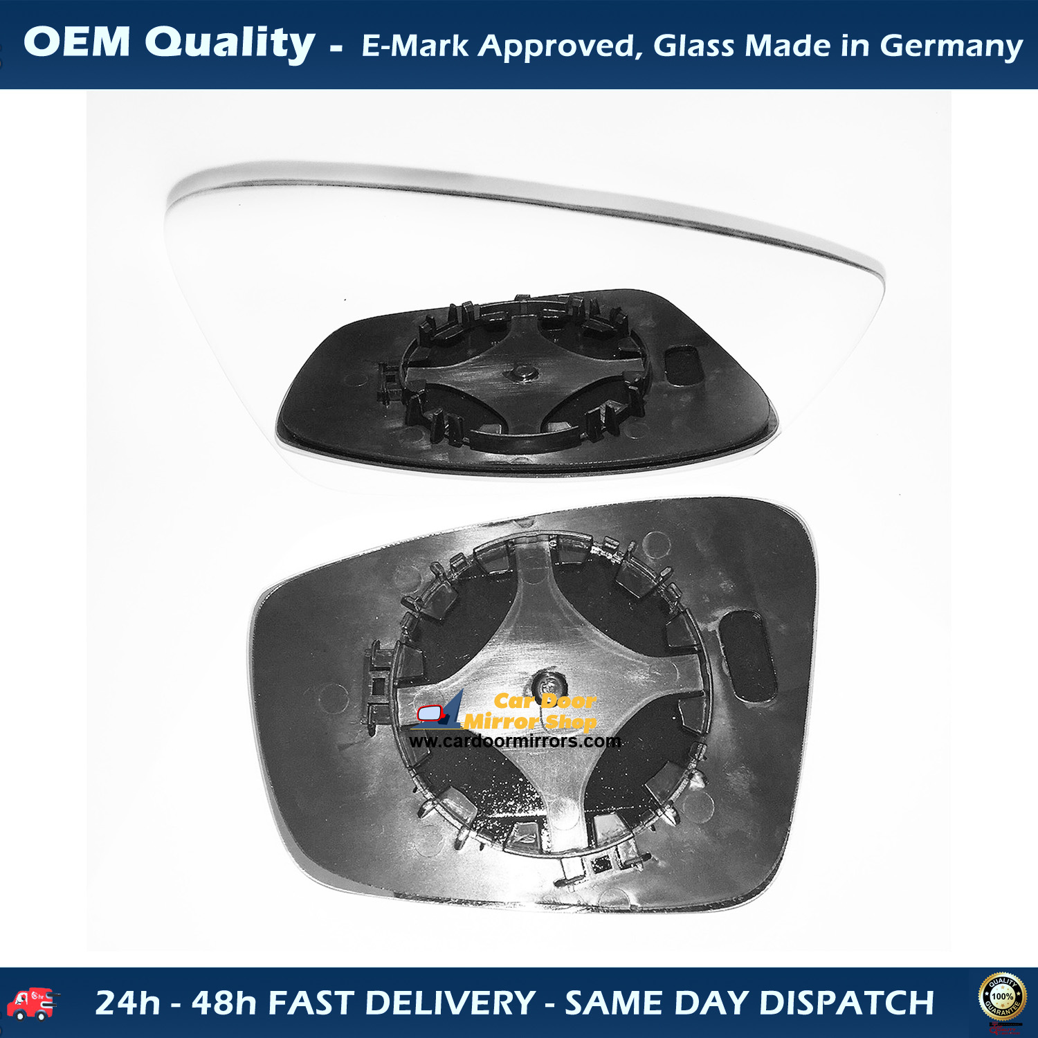 Skoda Rapid Wing Mirror Glass With Base RIGHT HAND ( UK Driver Side ) 2011 to 2020 – Non-Heated Base Wide Angle Wing Mirror