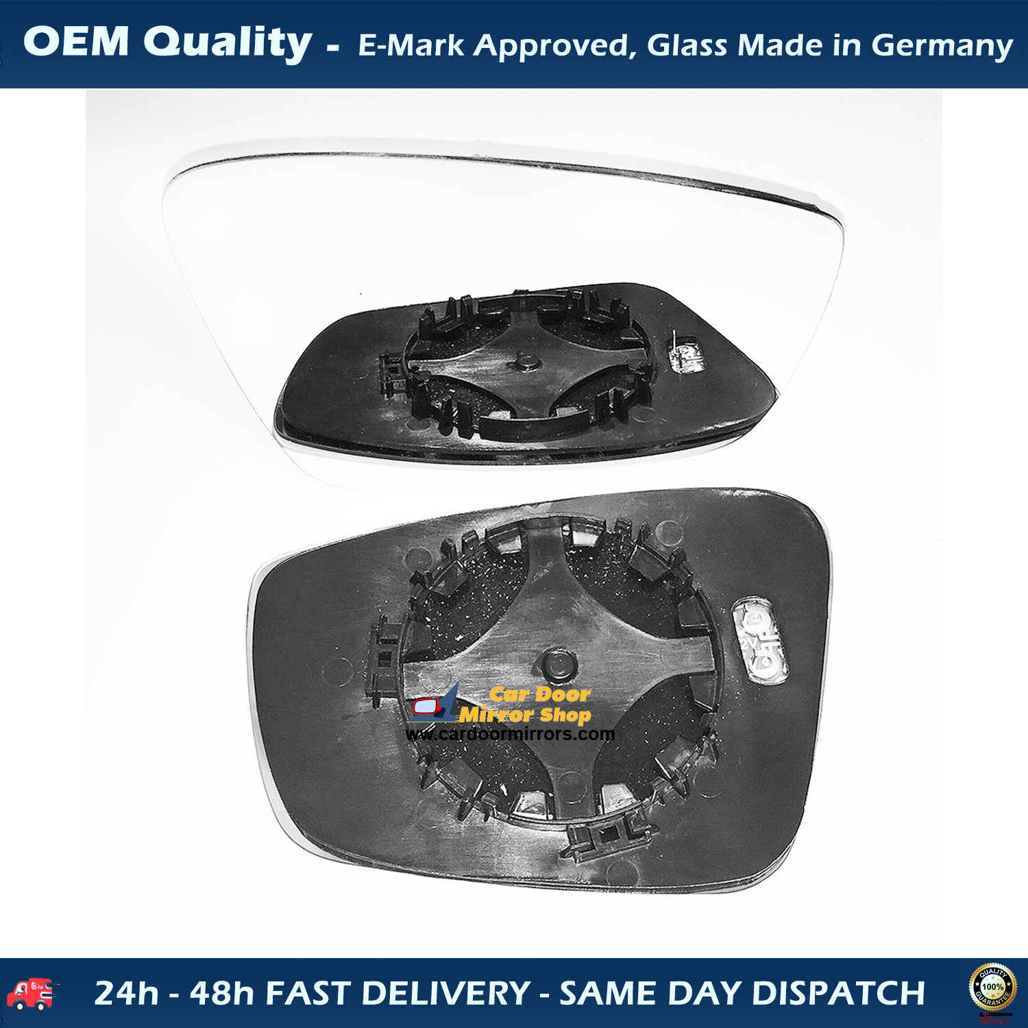 Skoda Fabia Wing Mirror Glass With Base RIGHT HAND ( UK Driver Side ) 2015 to 2020 – Heated Base Convex Mirror