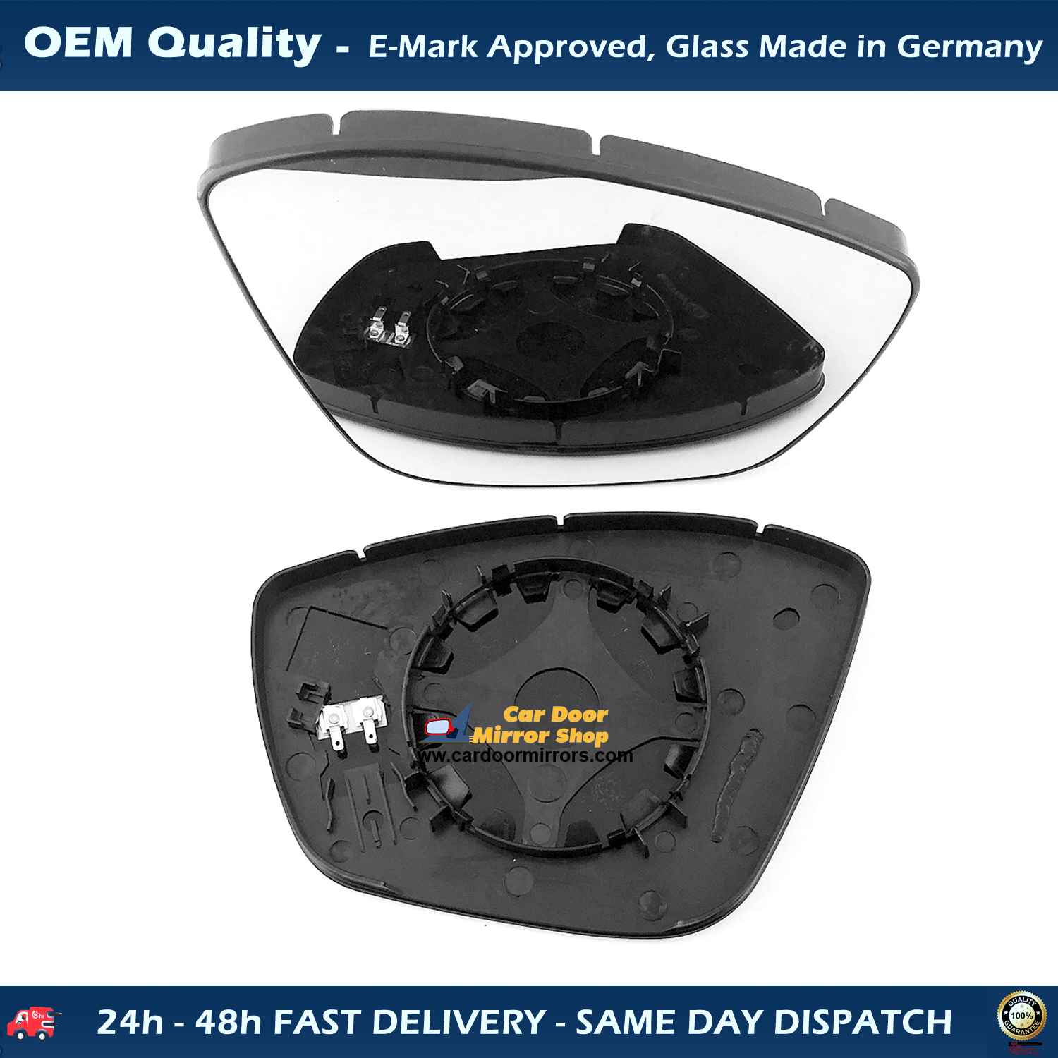 Peugeot 2008 Wing Mirror Glass With Base RIGHT HAND ( UK Driver Side ) 2019 Onward – Heated Base Convex Mirror