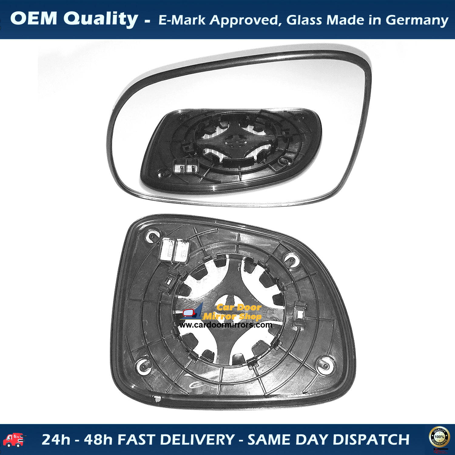 Chevrolet Captiva Wing Mirror Glass With Base LEFT HAND ( UK Passenger Side ) 2006 to 2010 – Heated Base Convex Mirror