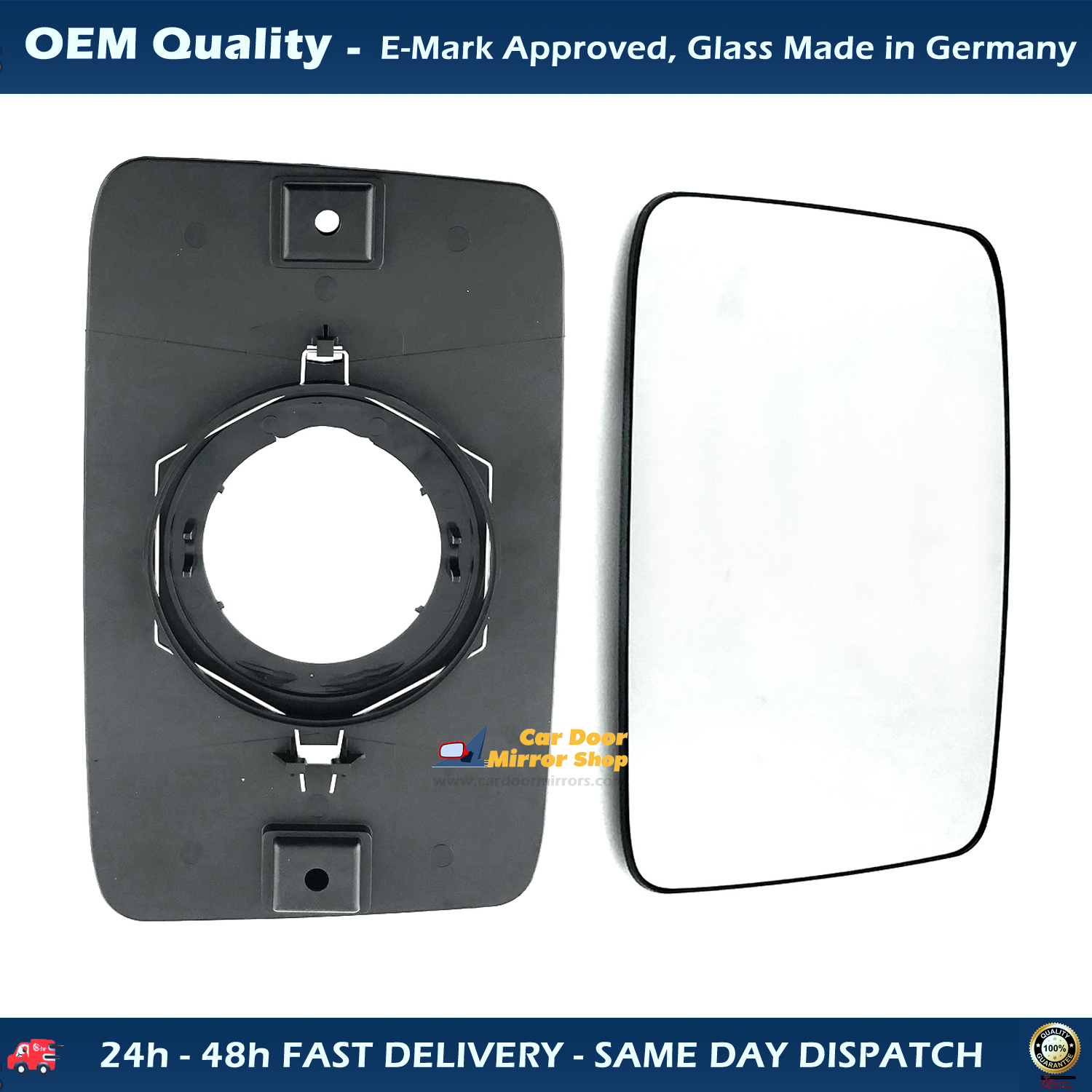FIAT Ducato Wing Mirror Glass With Base RIGHT HAND ( UK Driver Side ) 1994 to 2001 – Convex Wing Mirror