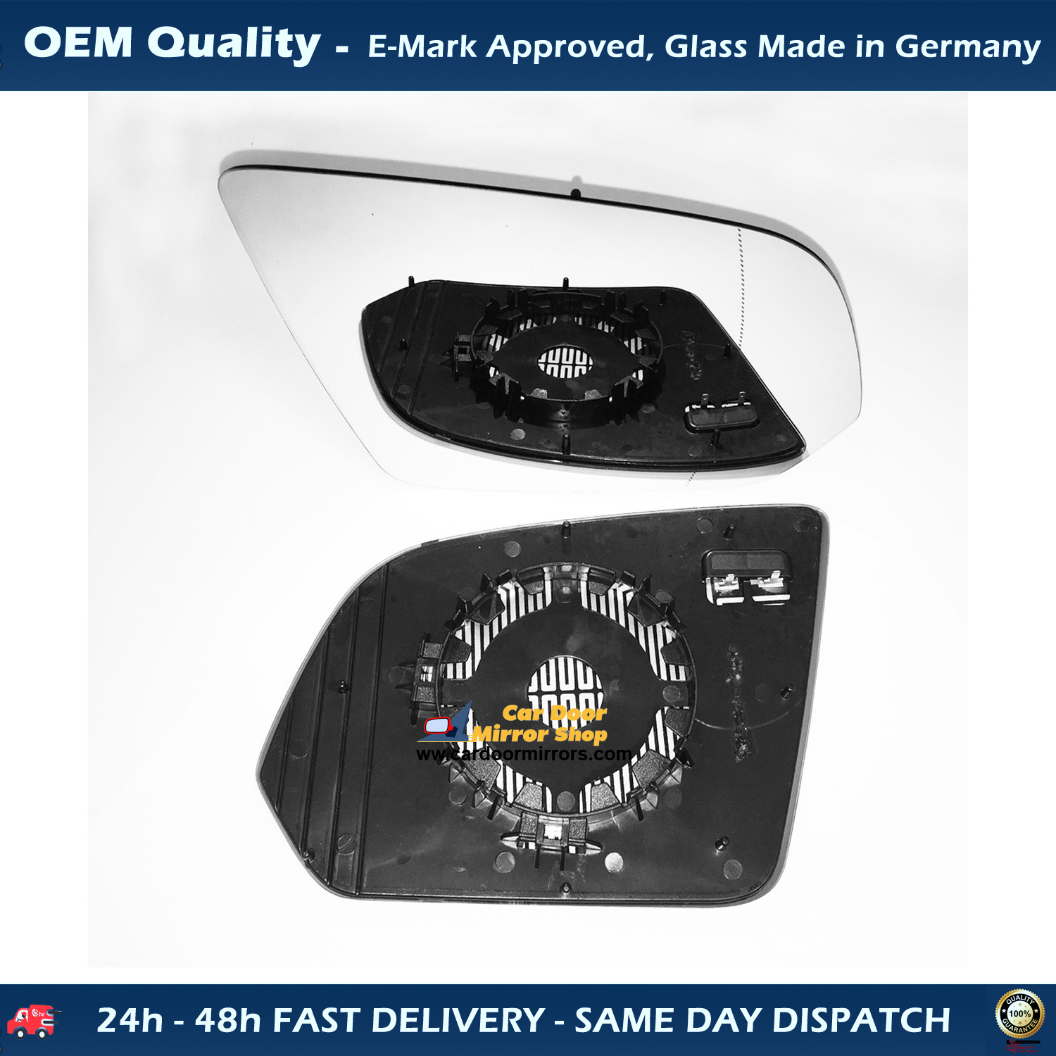 Mercedes Vito Wing Mirror Glass With Base LEFT HAND ( UK Passenger Side ) 2016 to 2020 – Heated Base Wide Angle Wing Mirror