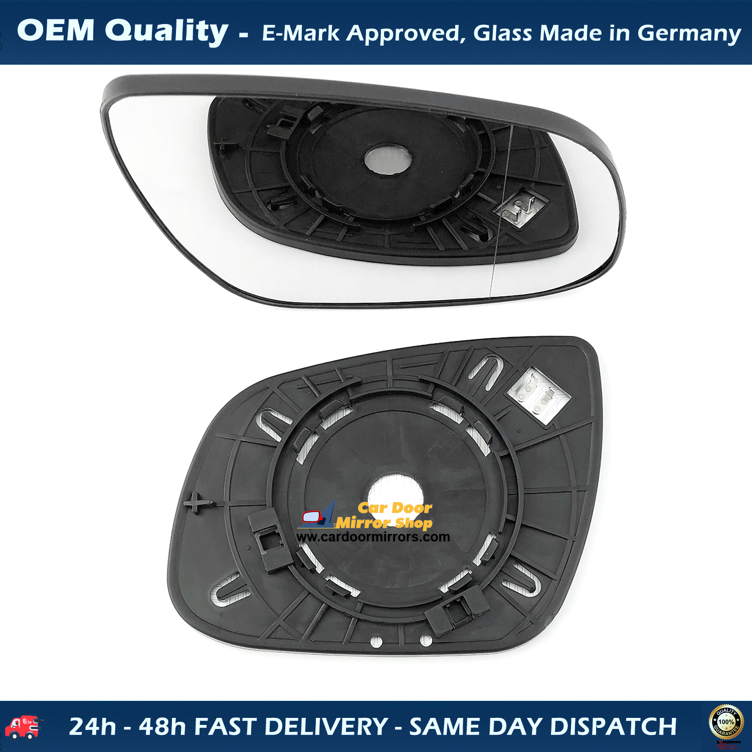 KIA Ceed Wing Mirror Glass With Base RIGHT HAND ( UK Driver Side ) 2009 to 2011 – Heated Base Wide Angle Wing Mirror