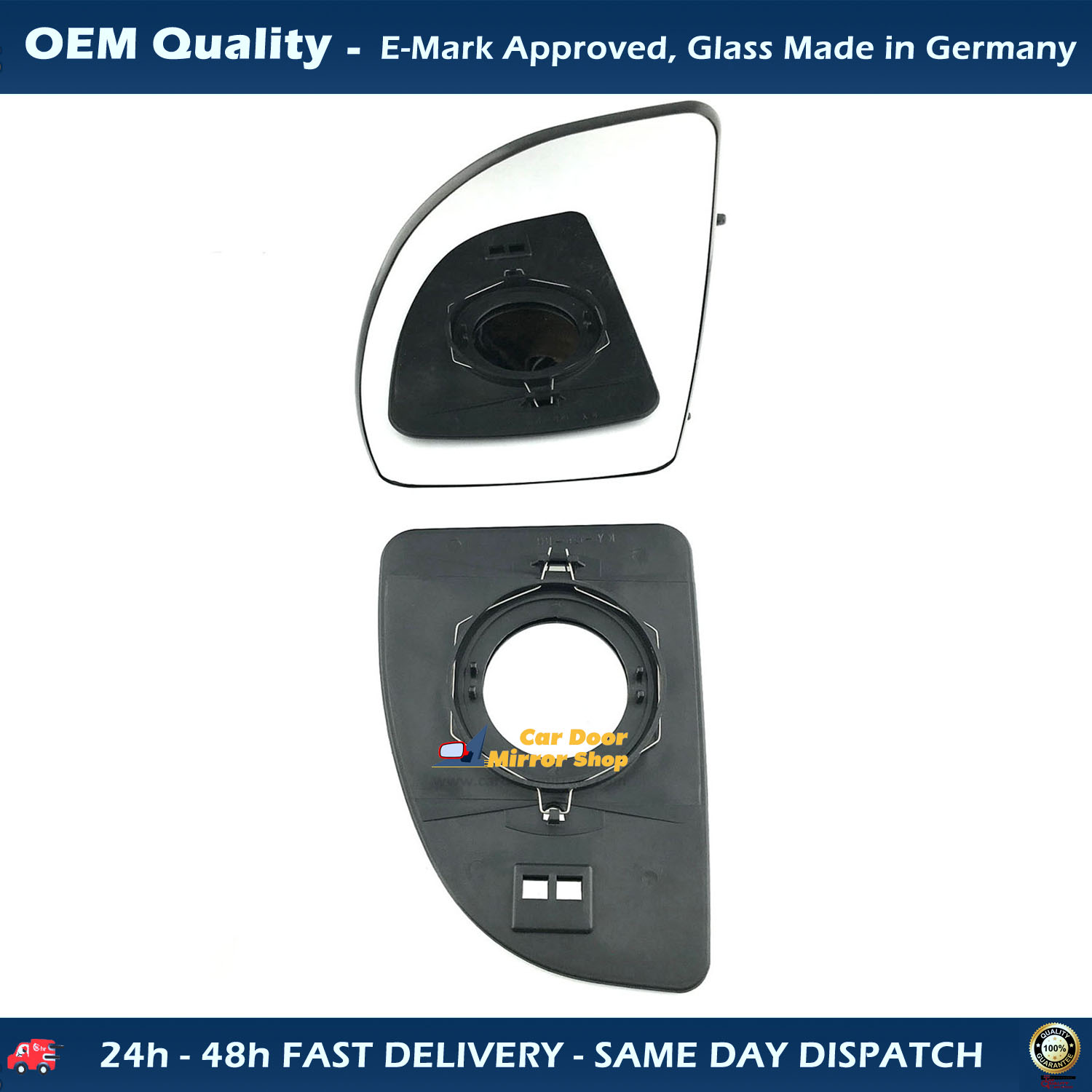 FIAT Ducato Wing Mirror Glass With Base LEFT HAND ( UK Passenger Side ) 2001 to 2006 – Convex Wing Mirror