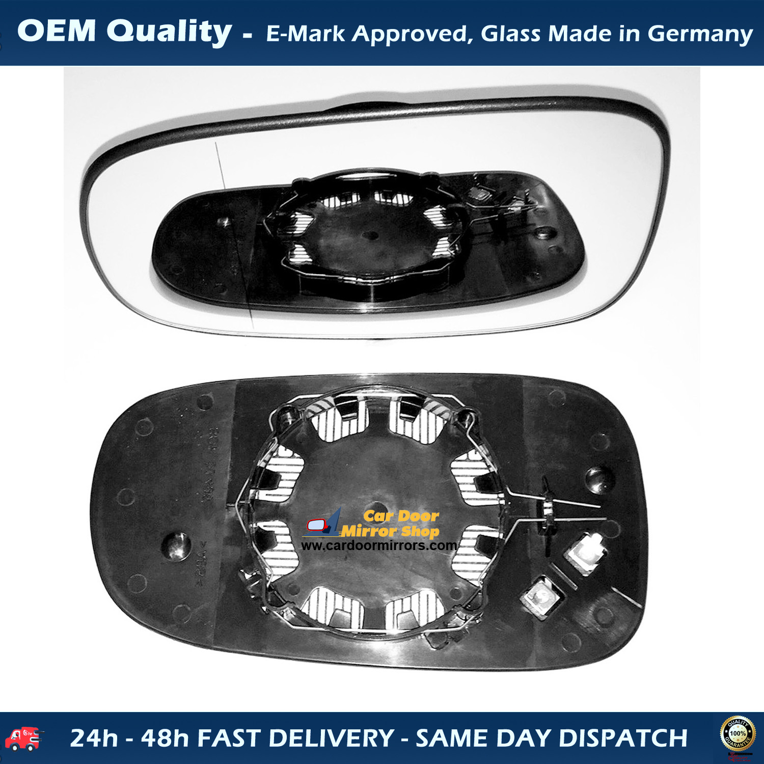 Saab 9~3 Wing Mirror Glass With Base LEFT HAND ( UK Passenger Side ) 2003 to 2012 – Heated Base Wide Angle Wing Mirror