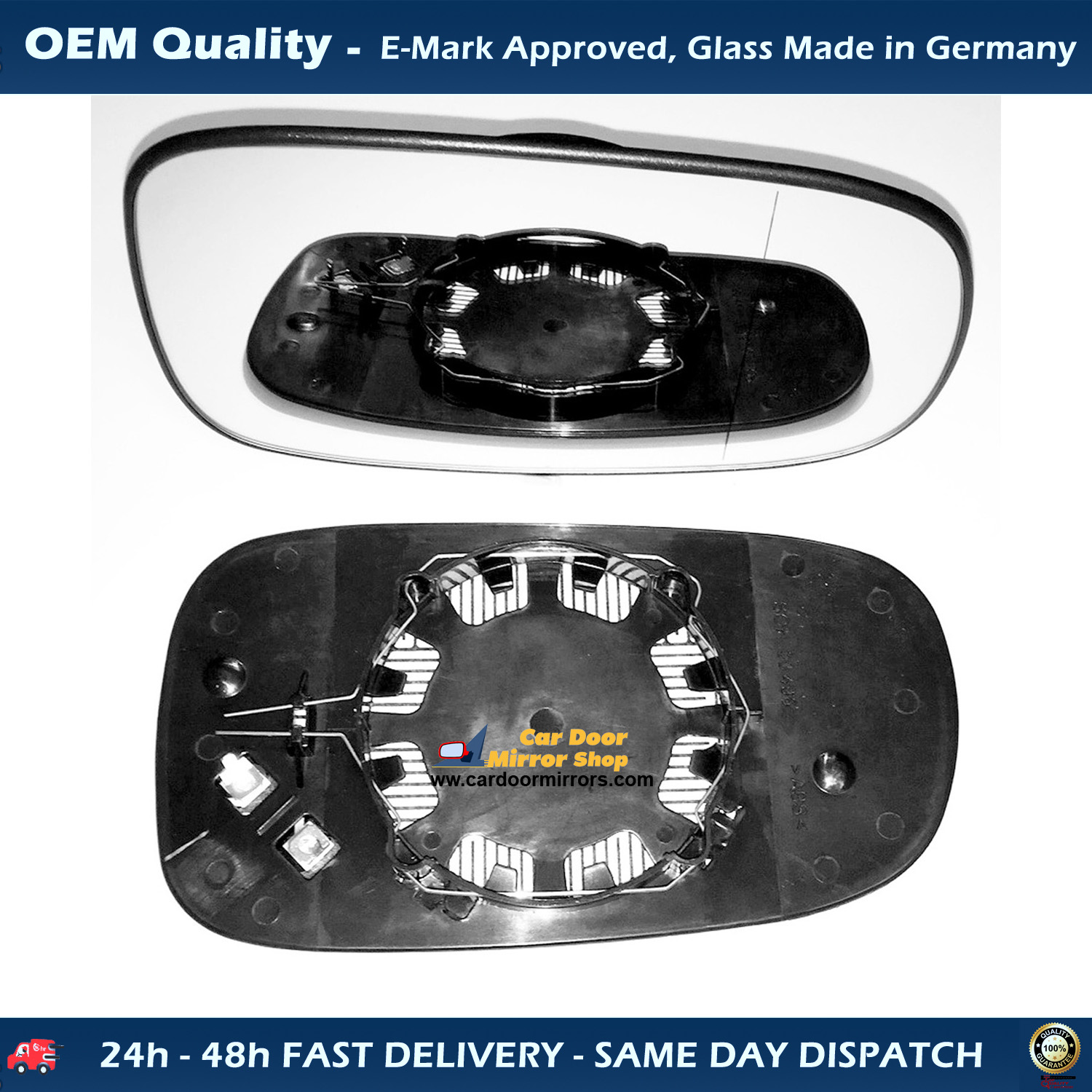 Saab 9~3 Wing Mirror Glass With Base RIGHT HAND ( UK Driver Side ) 2003 to 2012 – Heated Base Wide Angle Wing Mirror
