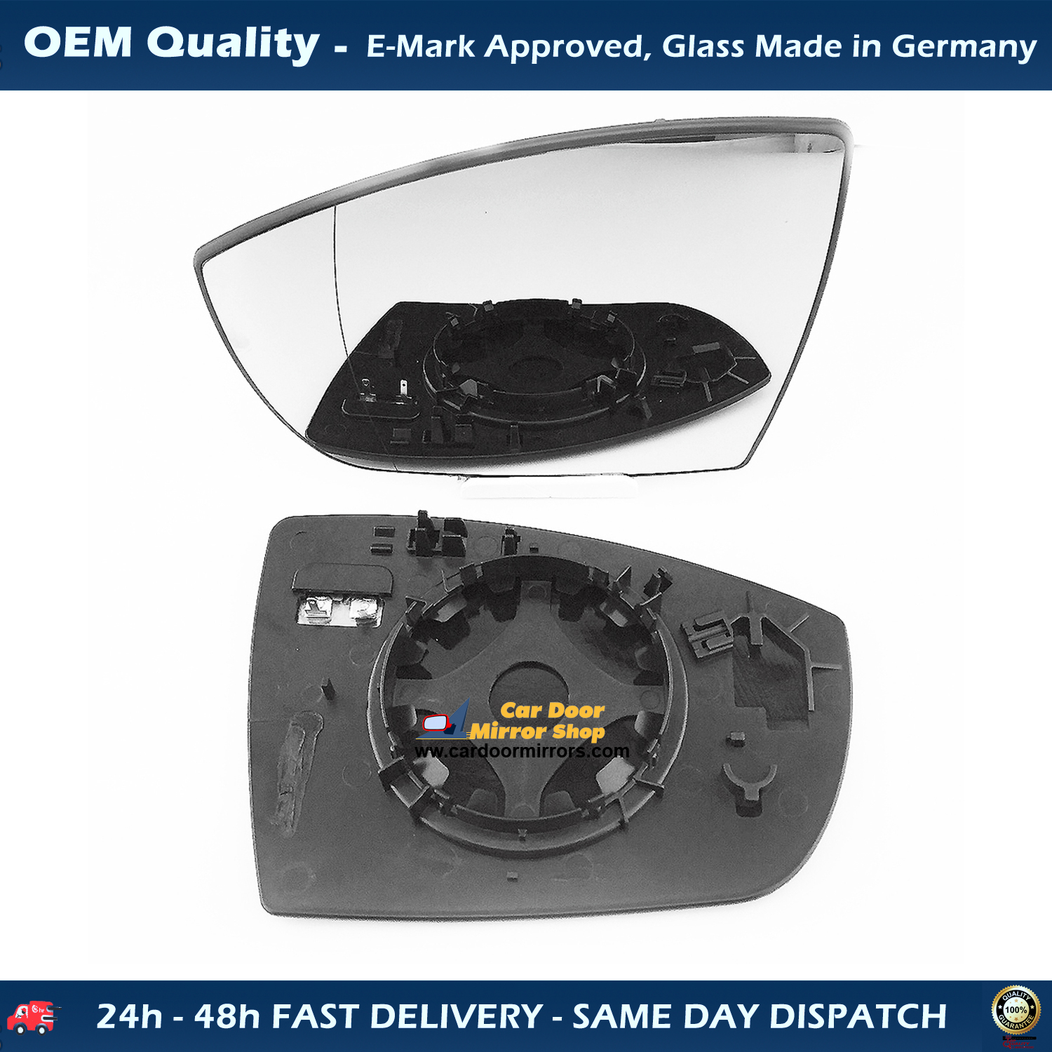 Ford EcoSport Wing Mirror Glass With Base LEFT HAND ( UK Passenger Side ) 2013 to 2020 – Heated Base Wide Angle Wing Mirror