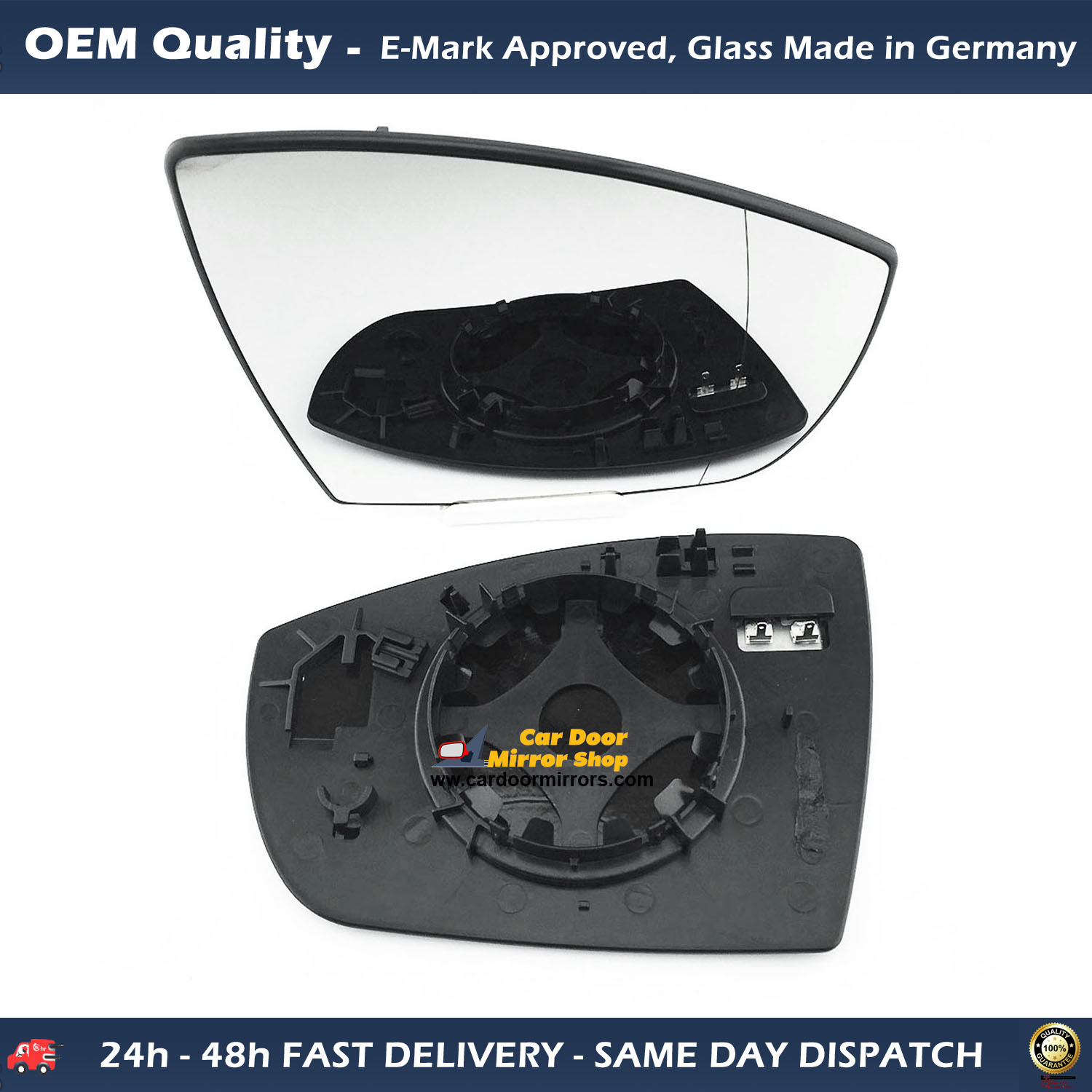 Ford Kuga Wing Mirror Glass With Base RIGHT HAND ( UK Driver Side ) 2012 to 2019 – Heated Base Wide Angle Wing Mirror