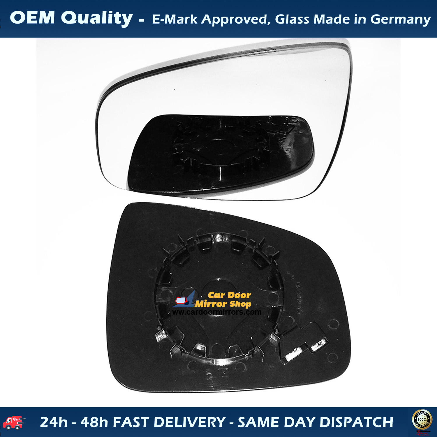 Dacia Sandero Wing Mirror Glass With Base LEFT HAND ( UK Passenger Side ) 2008 to 2021 – Heated Base Convex Mirror