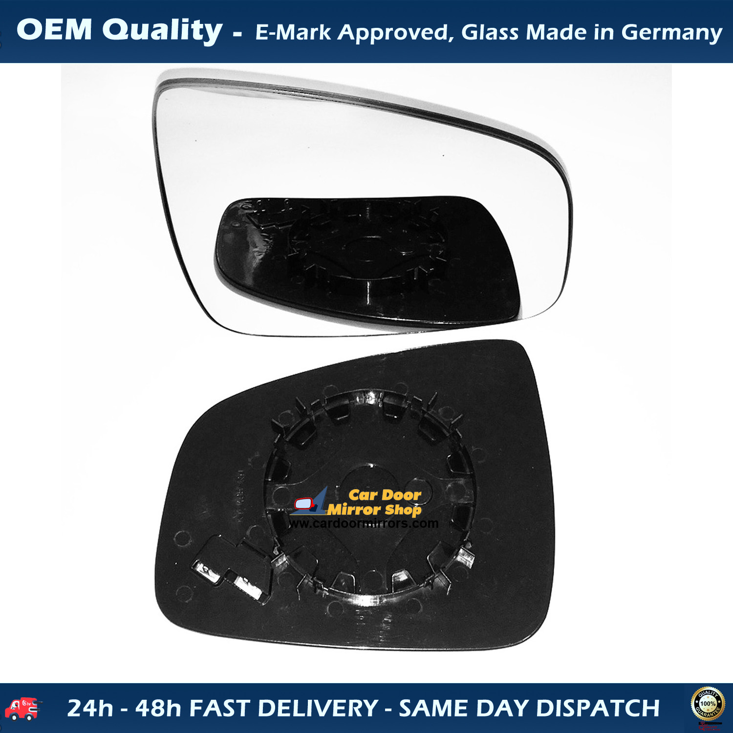 Dacia Sandero Wing Mirror Glass With Base RIGHT HAND ( UK Driver Side ) 2008 to 2021 – Heated Base Convex Mirror