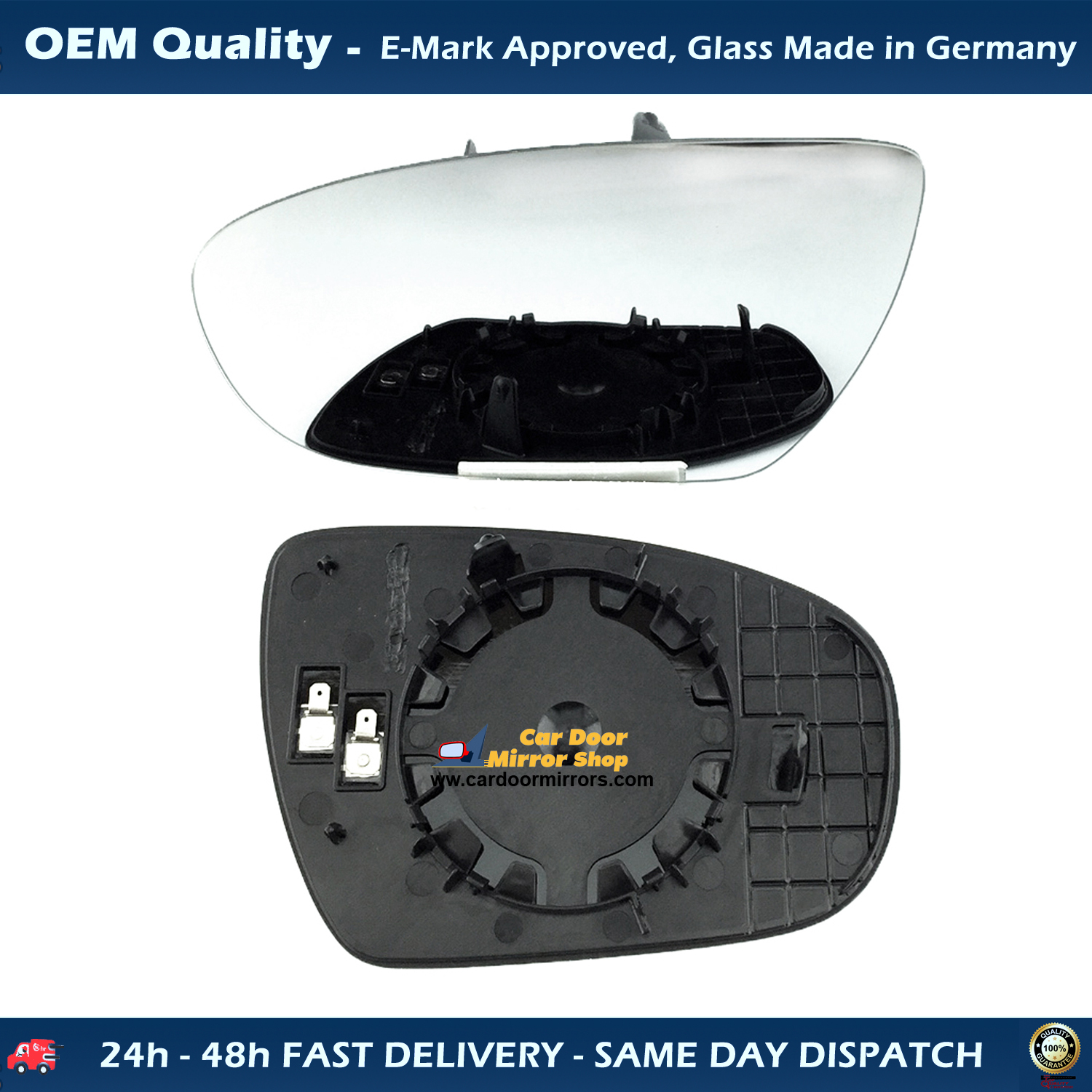Hyundai I20 Wing Mirror Glass With Base LEFT HAND ( UK Passenger Side ) 2015 to 2018 – Heated Base Convex Mirror