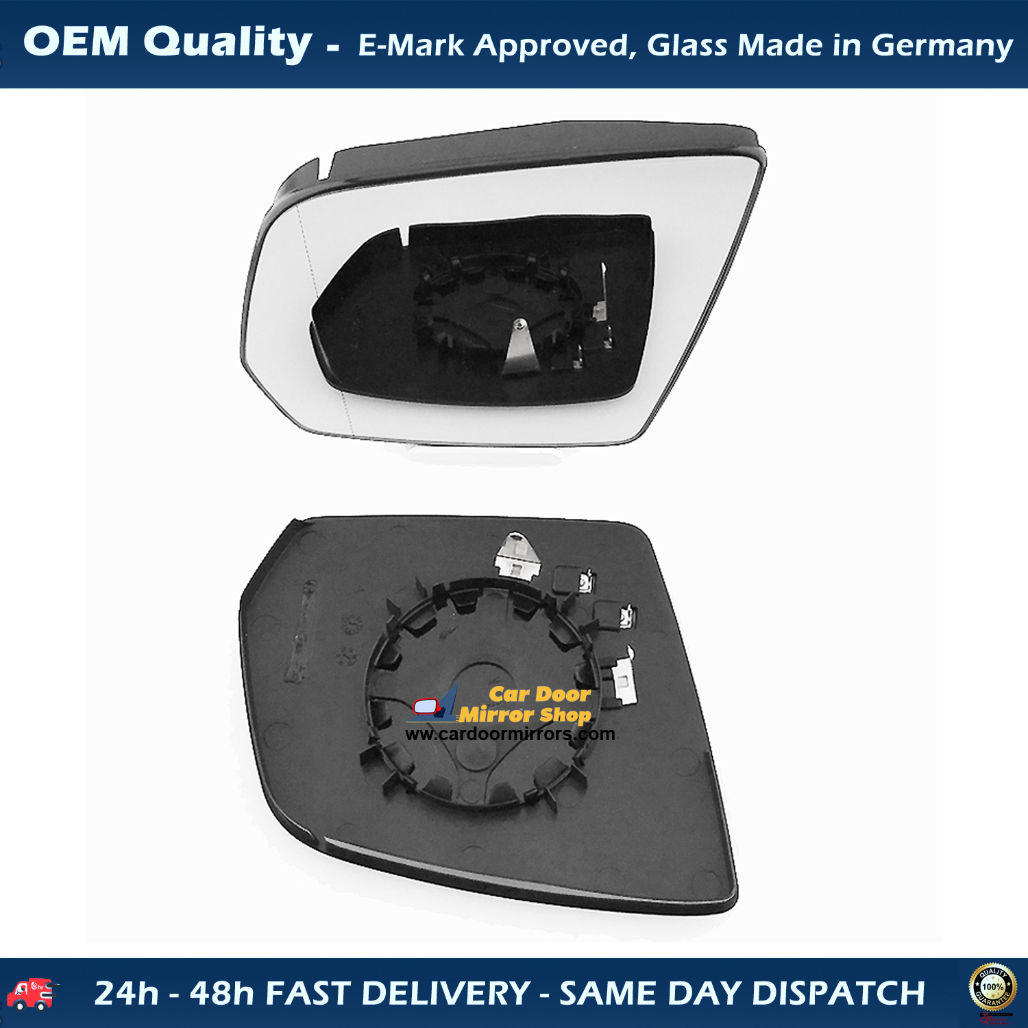 Mercedes GL Wing Mirror Glass With Base LEFT HAND ( UK Passenger Side ) 2007 SEP to 2012 AUG – Heated Base Wide Angle Wing Mirror ( X164 )