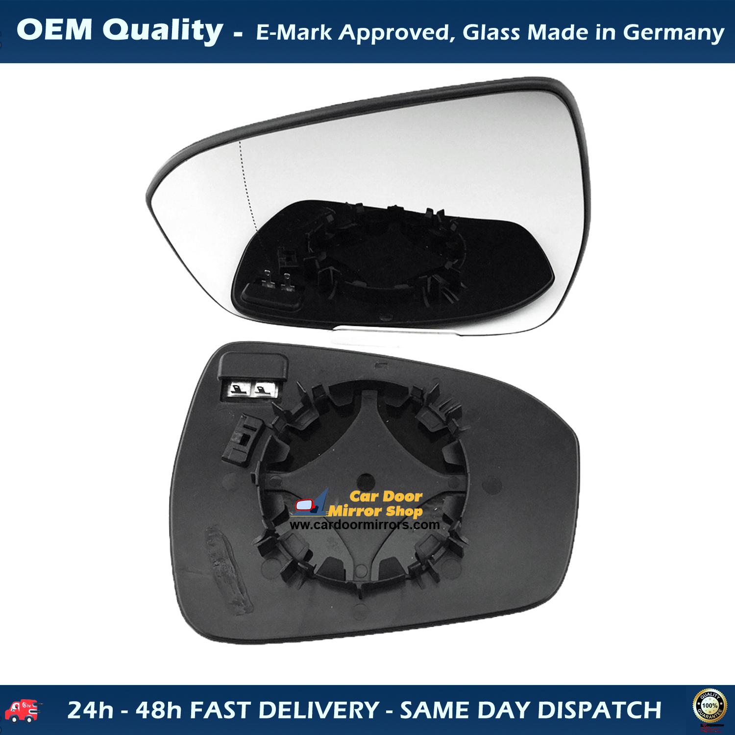 Ford Mondeo Wing Mirror Glass With Base LEFT HAND ( UK Passenger Side ) 2014 to 2020 – Heated Base Wide Angle Wing Mirror