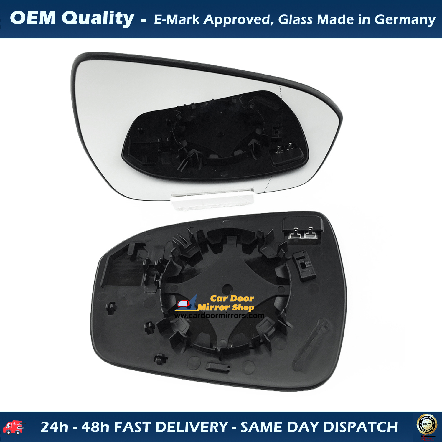 Ford Mondeo Wing Mirror Glass With Base RIGHT HAND ( UK Driver Side ) 2014 to 2020 – Heated Base Wide Angle Wing Mirror