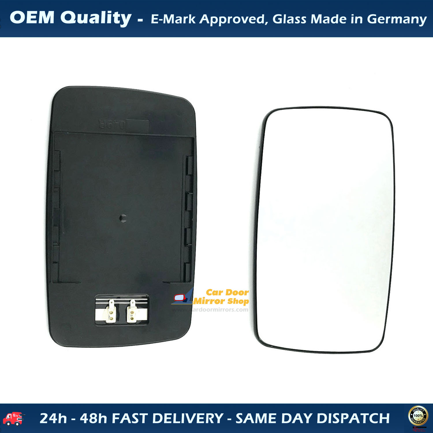 Volkswagen LT Van Wing Mirror Glass With Base RIGHT HAND ( UK Driver Side ) 2006 to 2010 – Heated Base Convex Mirror