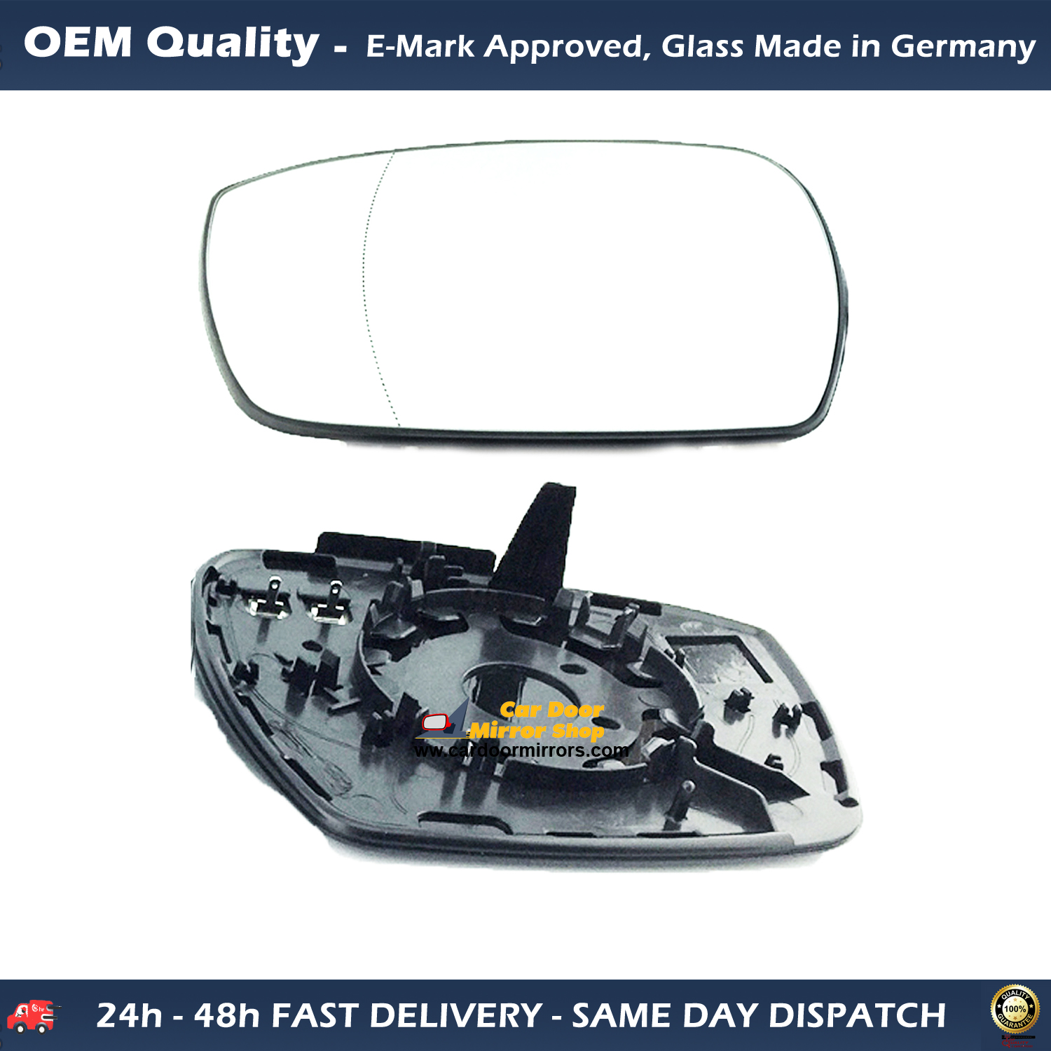 Ford Galaxy Wing Mirror Glass With Base LEFT HAND ( UK Passenger Side ) 2015 to 2020 – Heated Base Wide Angle Wing Mirror