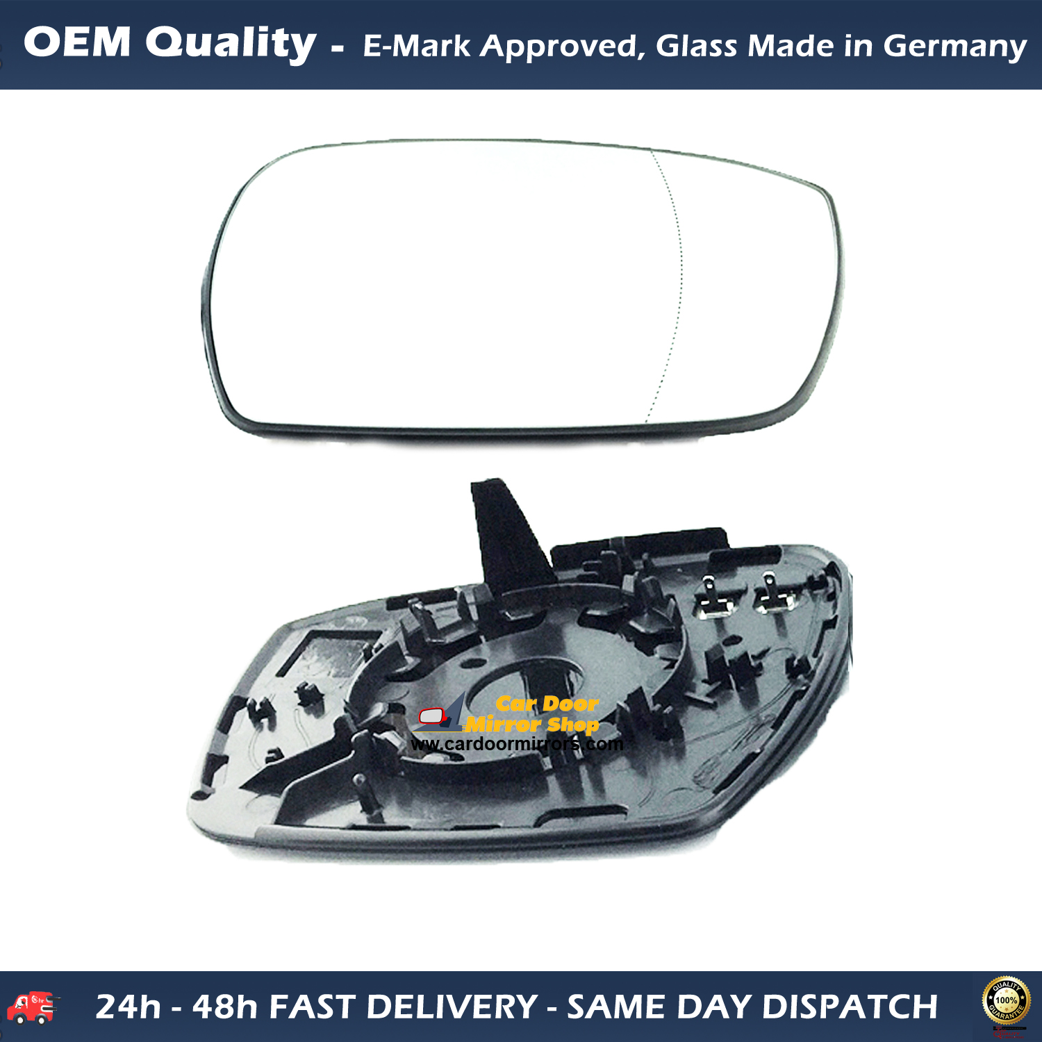 Ford Galaxy Wing Mirror Glass With Base RIGHT HAND ( UK Driver Side ) 2015 to 2020 – Heated Base Wide Angle Wing Mirror