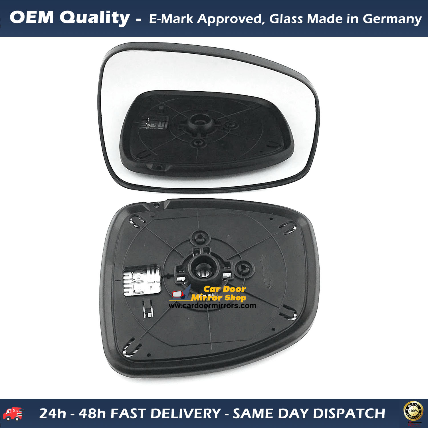 FIAT Sedici Wing Mirror Glass With Base RIGHT HAND ( UK Driver Side ) 2012 to 2014 – Heated Base Convex Mirror