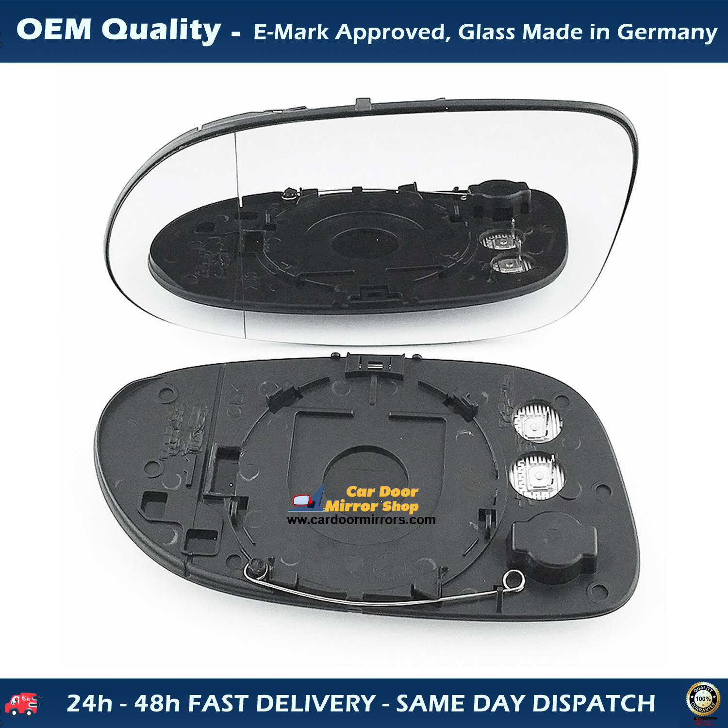 Mercedes CLK Wing Mirror Glass With Base LEFT HAND ( UK Passenger Side ) 2002 to 2008 – Heated Base Wide Angle Wing Mirror