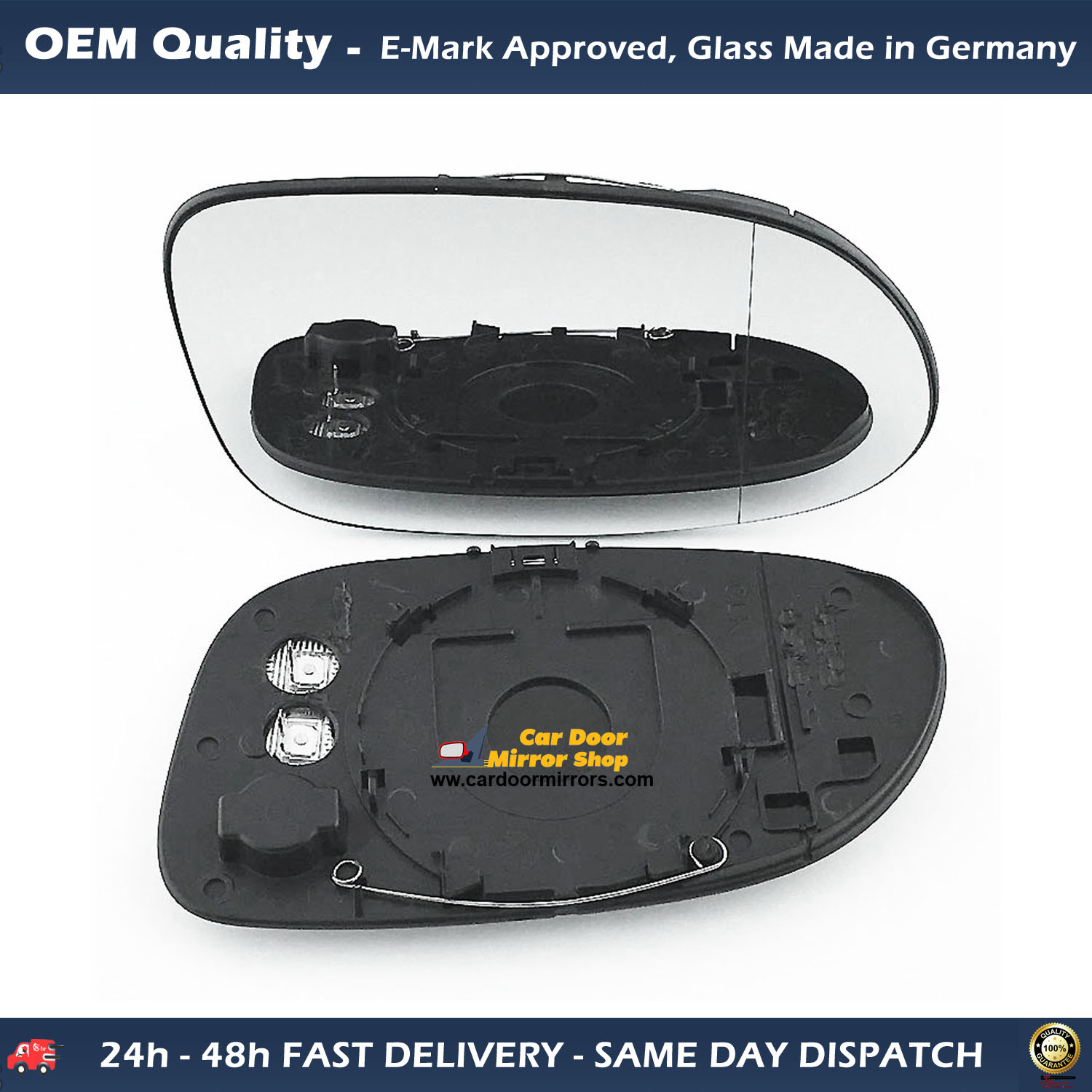 Mercedes CLK Wing Mirror Glass With Base RIGHT HAND ( UK Driver Side ) 2002 to 2008 – Heated Base Wide Angle Wing Mirror