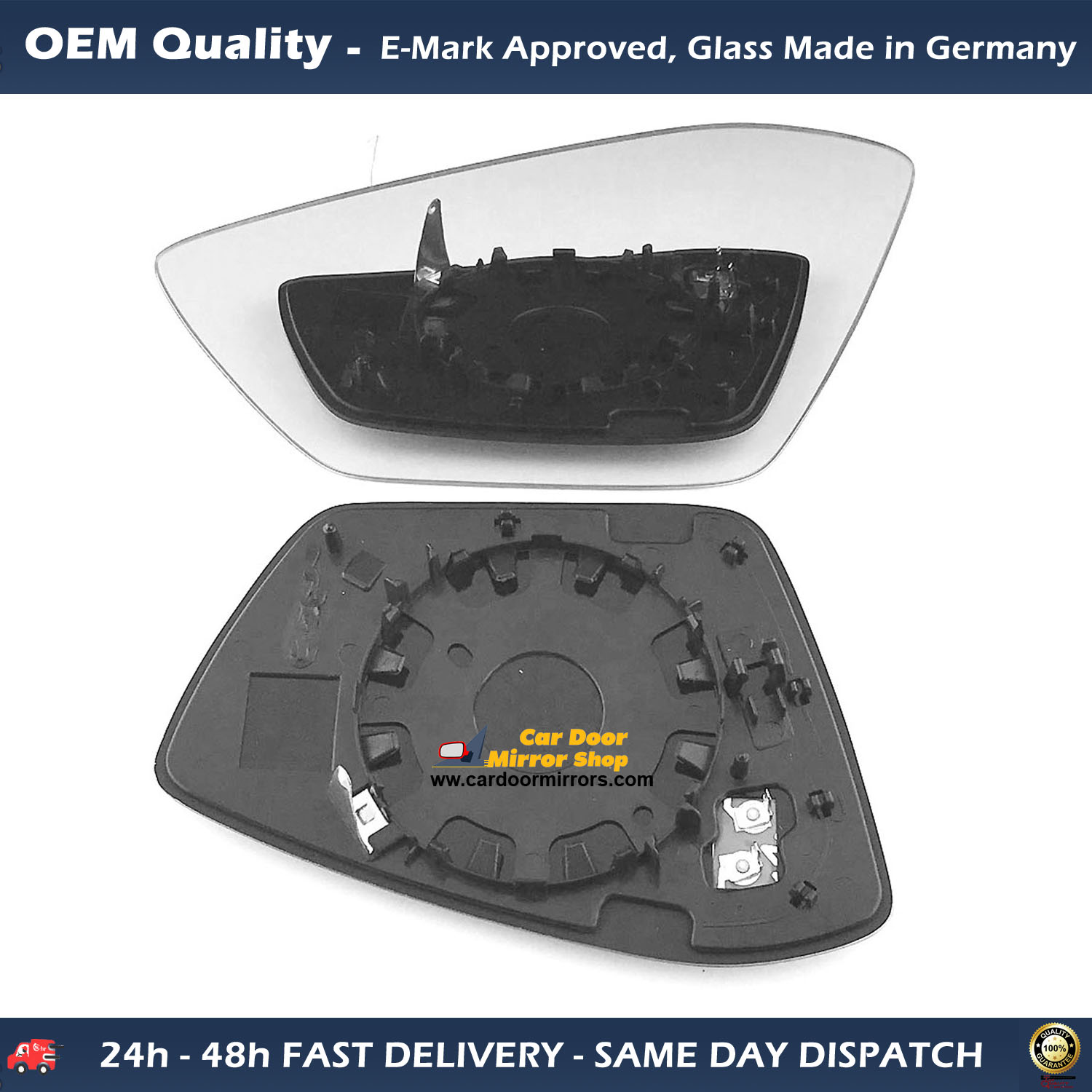 Skoda Superb Wing Mirror Glass With Base LEFT HAND ( UK Passenger Side ) 2015 to 2020 – Heated Base Convex Mirror