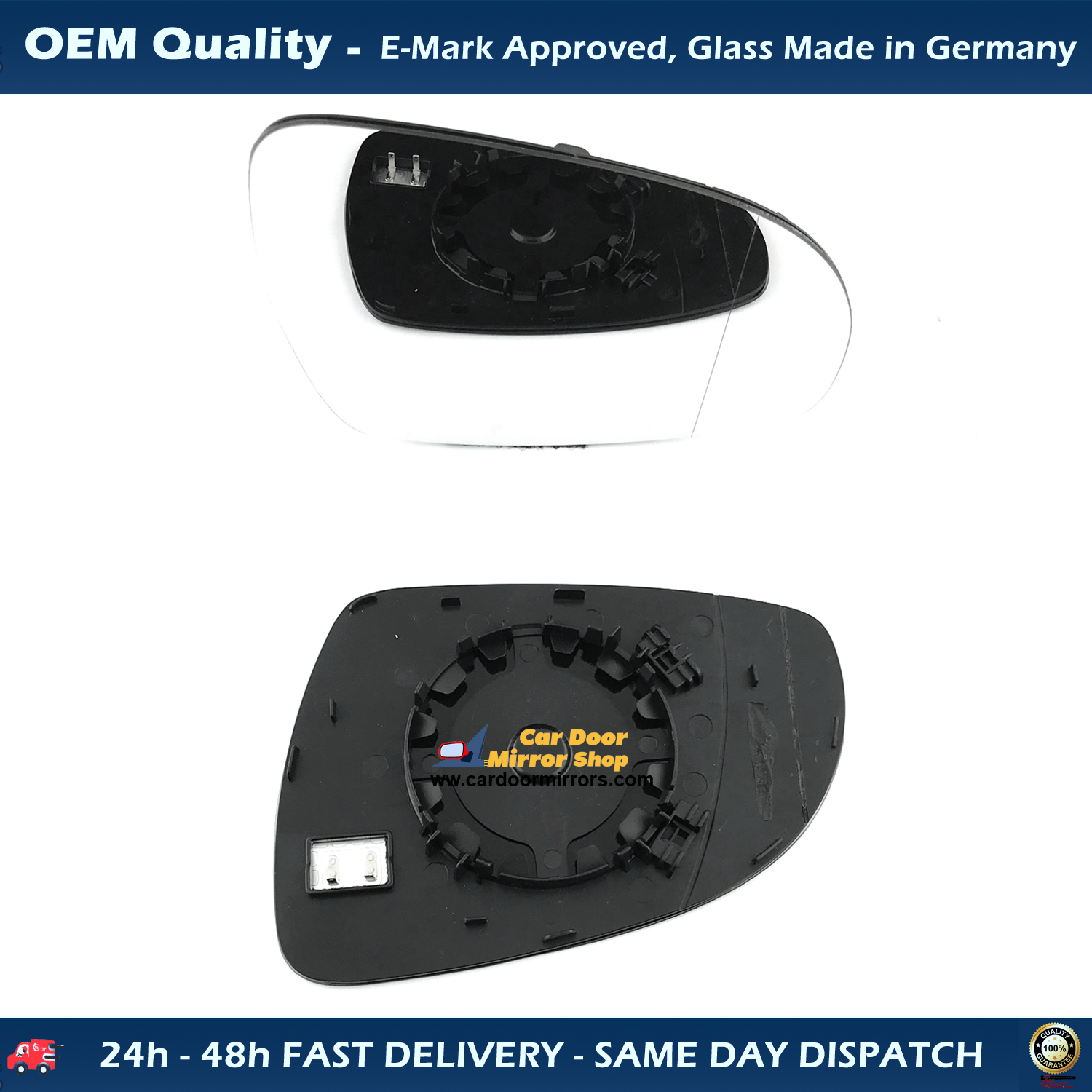 KIA Sportage Wing Mirror Glass With Base RIGHT HAND ( UK Driver Side ) 2016 to 2020 – Heated Base Wide Angle Wing Mirror