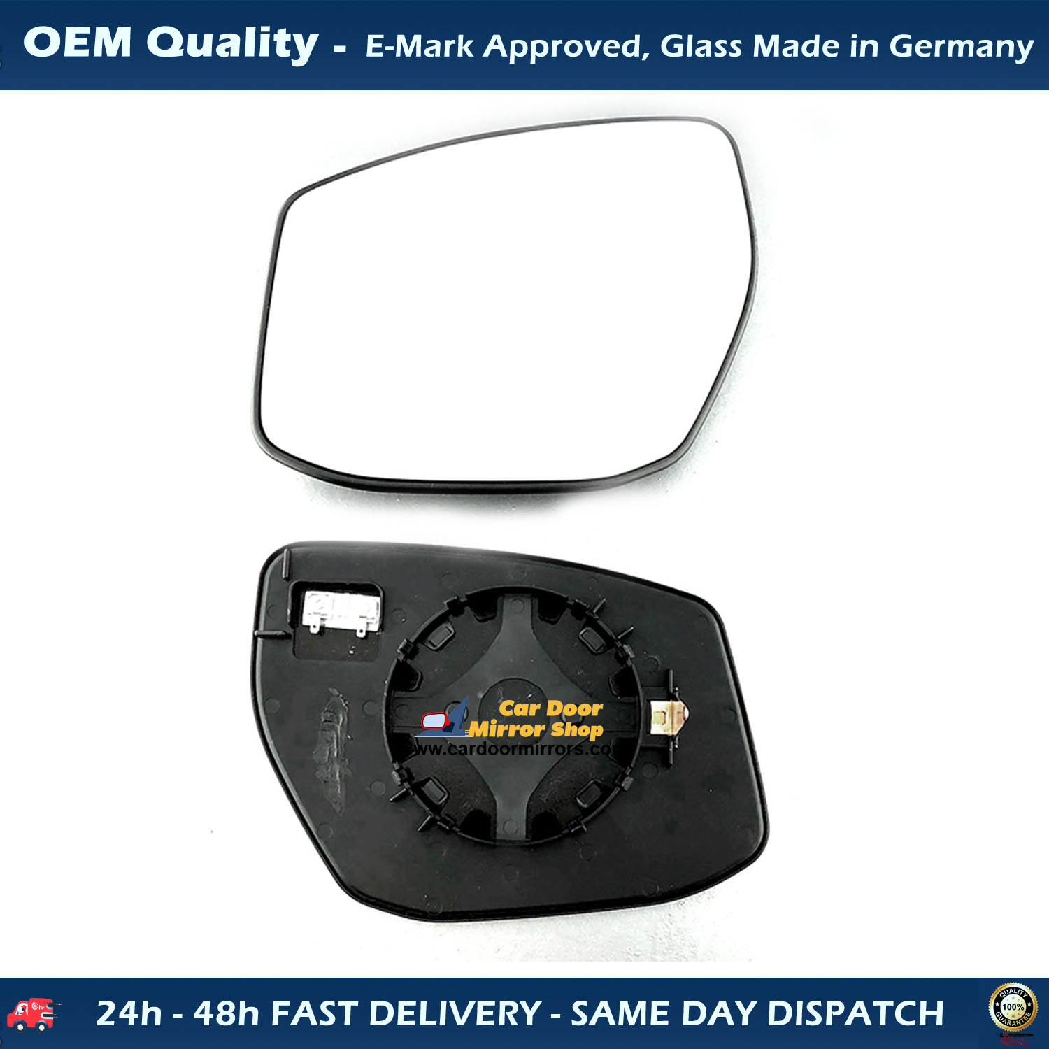 Nissan Pulsar Wing Mirror Glass With Base LEFT HAND ( UK Passenger Side ) 2015 to 2020 – Heated Base Convex Mirror