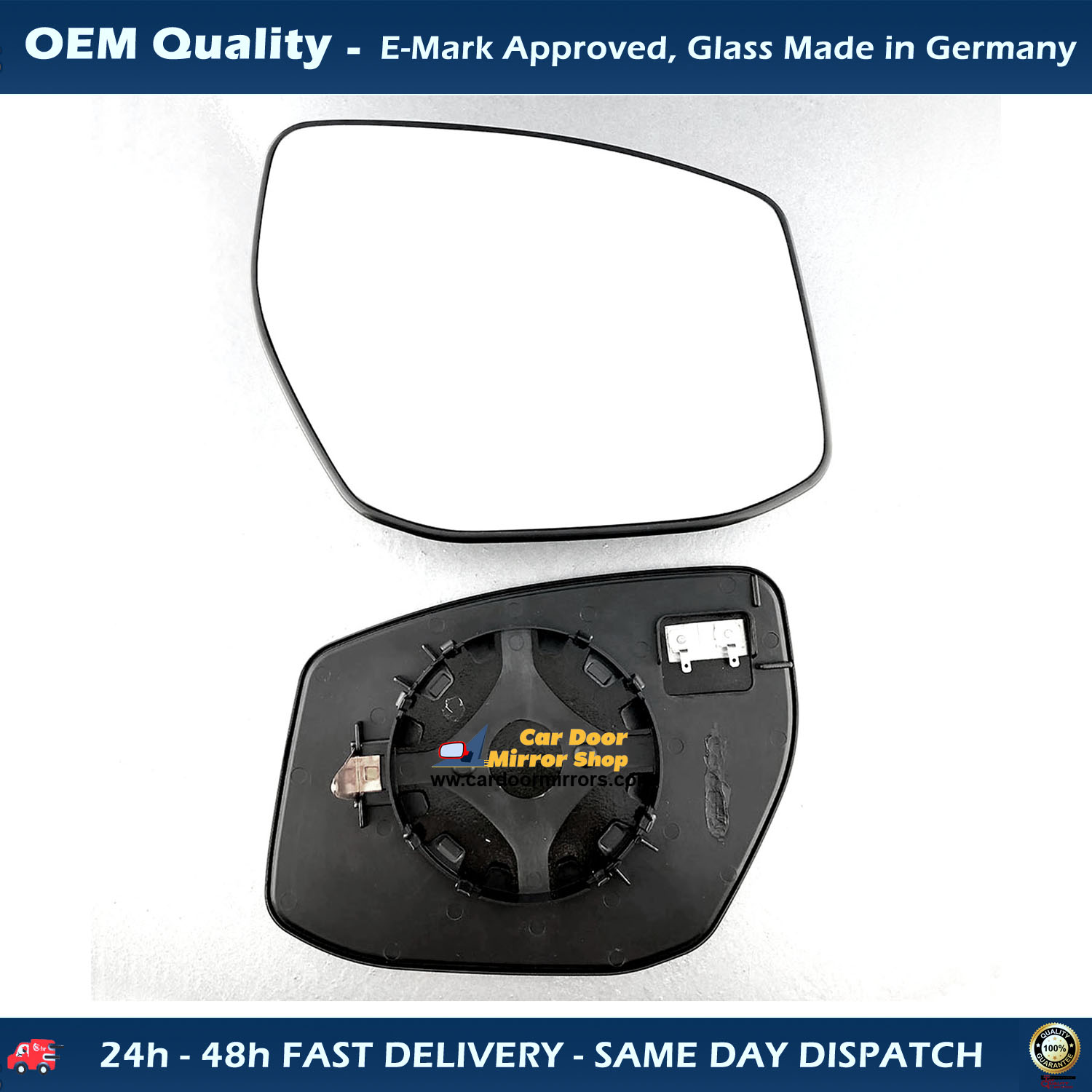 Nissan Pulsar Wing Mirror Glass With Base RIGHT HAND ( UK Driver Side ) 2015 to 2020 – Heated Base Convex Mirror