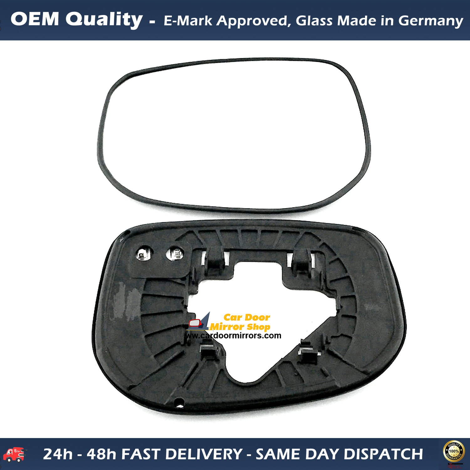 Honda Jazz Wing Mirror Glass With Base LEFT HAND ( UK Passenger Side ) 2009 to 2012 – Heated Base Convex Mirror ( Hook type fitting )