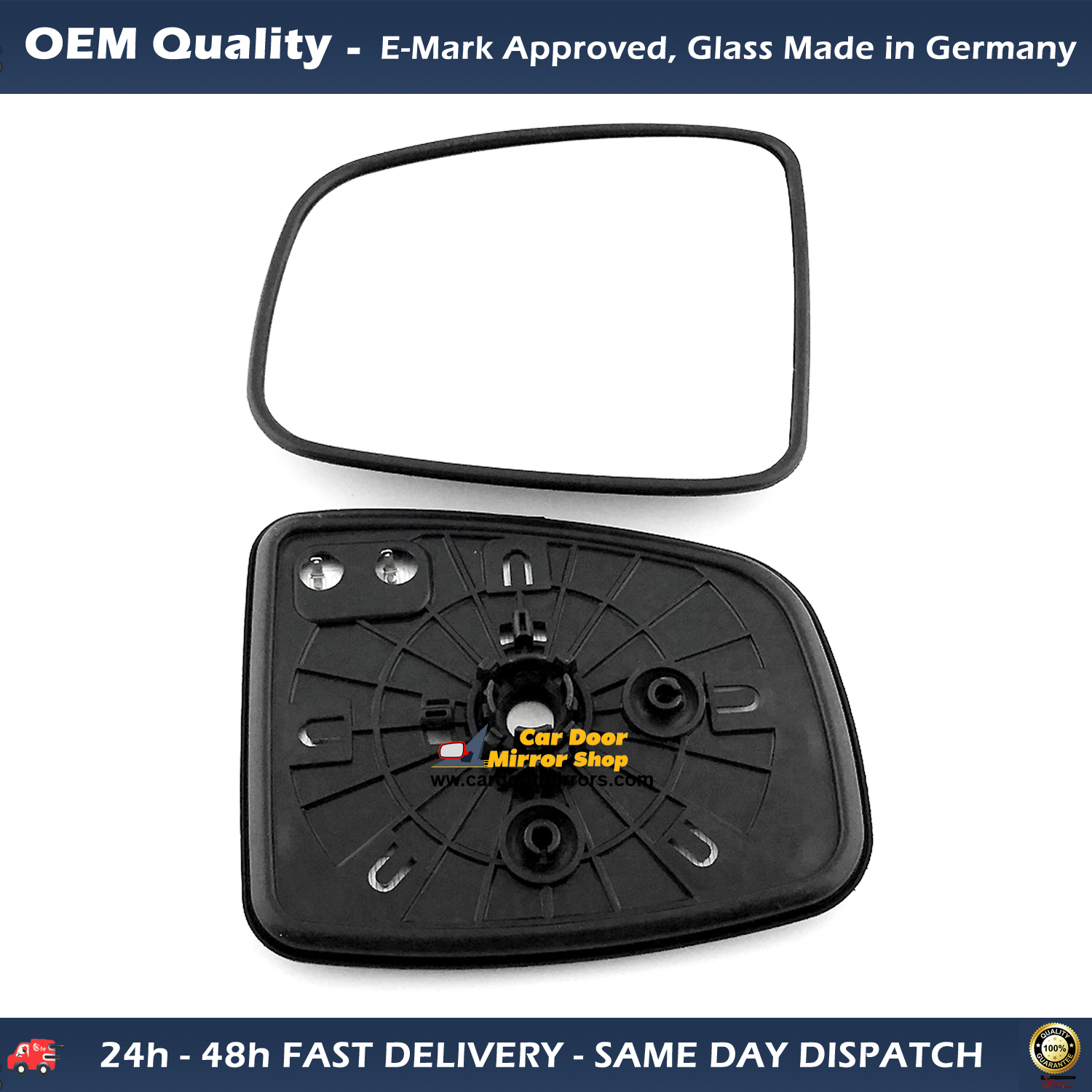 Honda Jazz Wing Mirror Glass With Base LEFT HAND ( UK Passenger Side ) 2016 to 2020 – Heated Base Convex Mirror