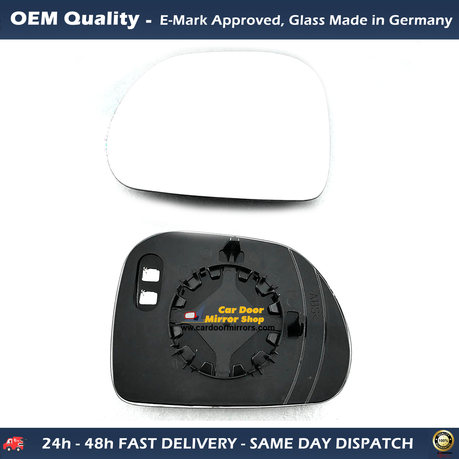 FIAT 500 L Wing Mirror Glass With Base LEFT HAND ( UK Passenger Side ) 2013 to 2020 – Heated Base Convex Mirror