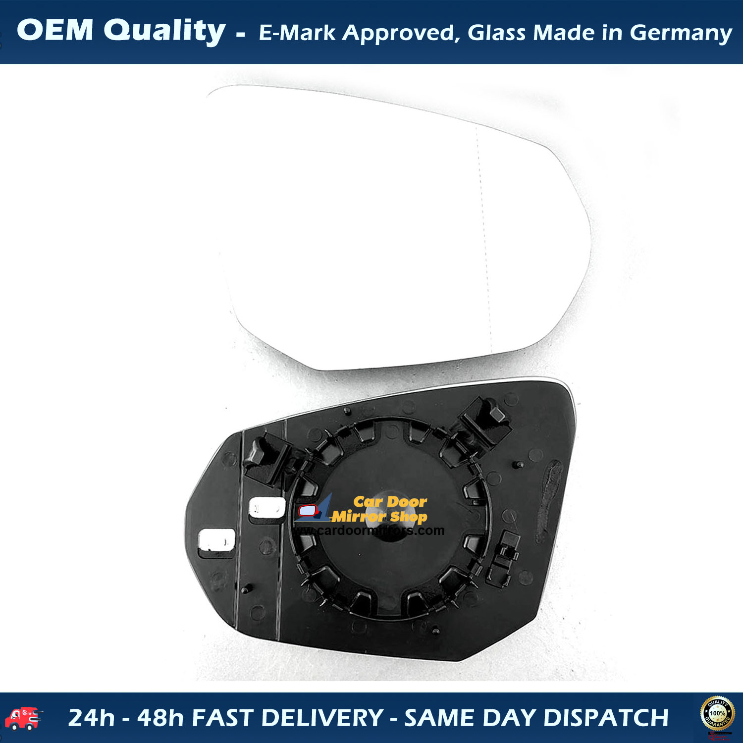 Audi Q2 Wing Mirror Glass With Base RIGHT HAND ( UK Driver Side ) 2016 to 2020 – Heated Base Wide Angle Wing Mirror