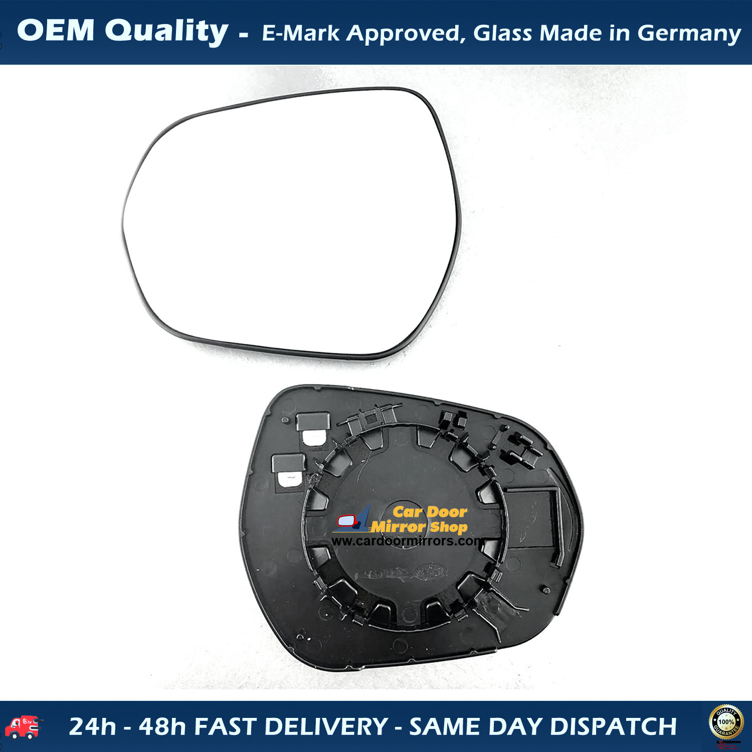 Ford Fiesta Wing Mirror Glass With Base LEFT HAND ( UK Passenger Side ) 2017 to 2020 – Heated Base Convex Mirror
