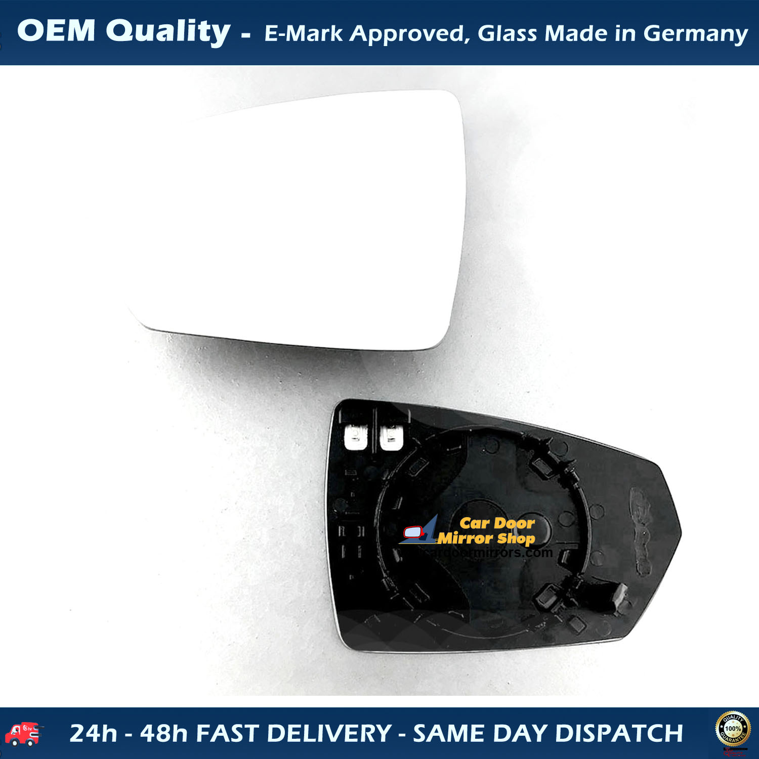 Volkswagen Polo Wing Mirror Glass With Base LEFT HAND ( UK Passenger Side ) 2017 to 2020 ( MK6 ) – Heated Base Convex Mirror